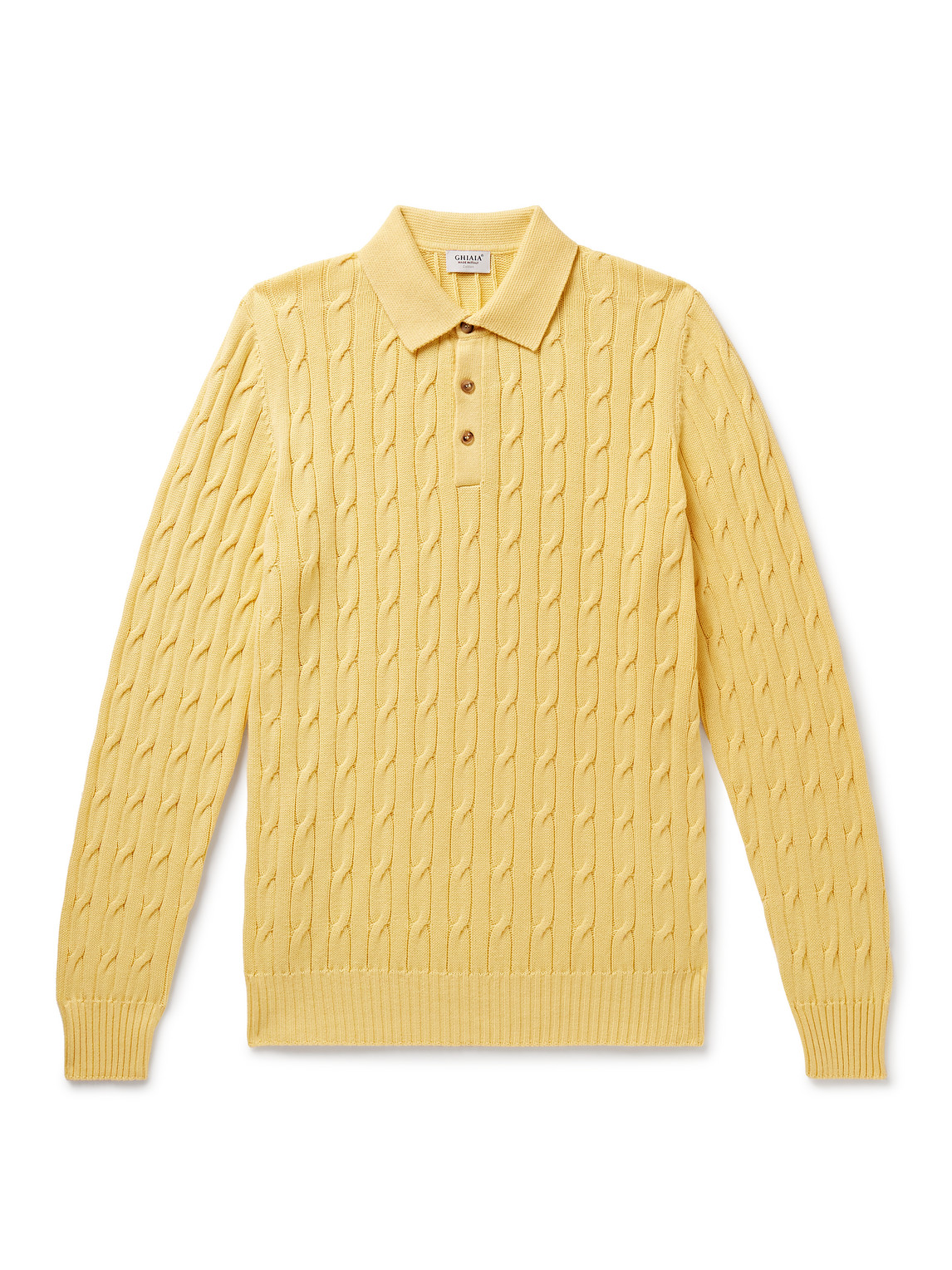 Slim-Fit Cable-Knit Cotton Polo Shirt