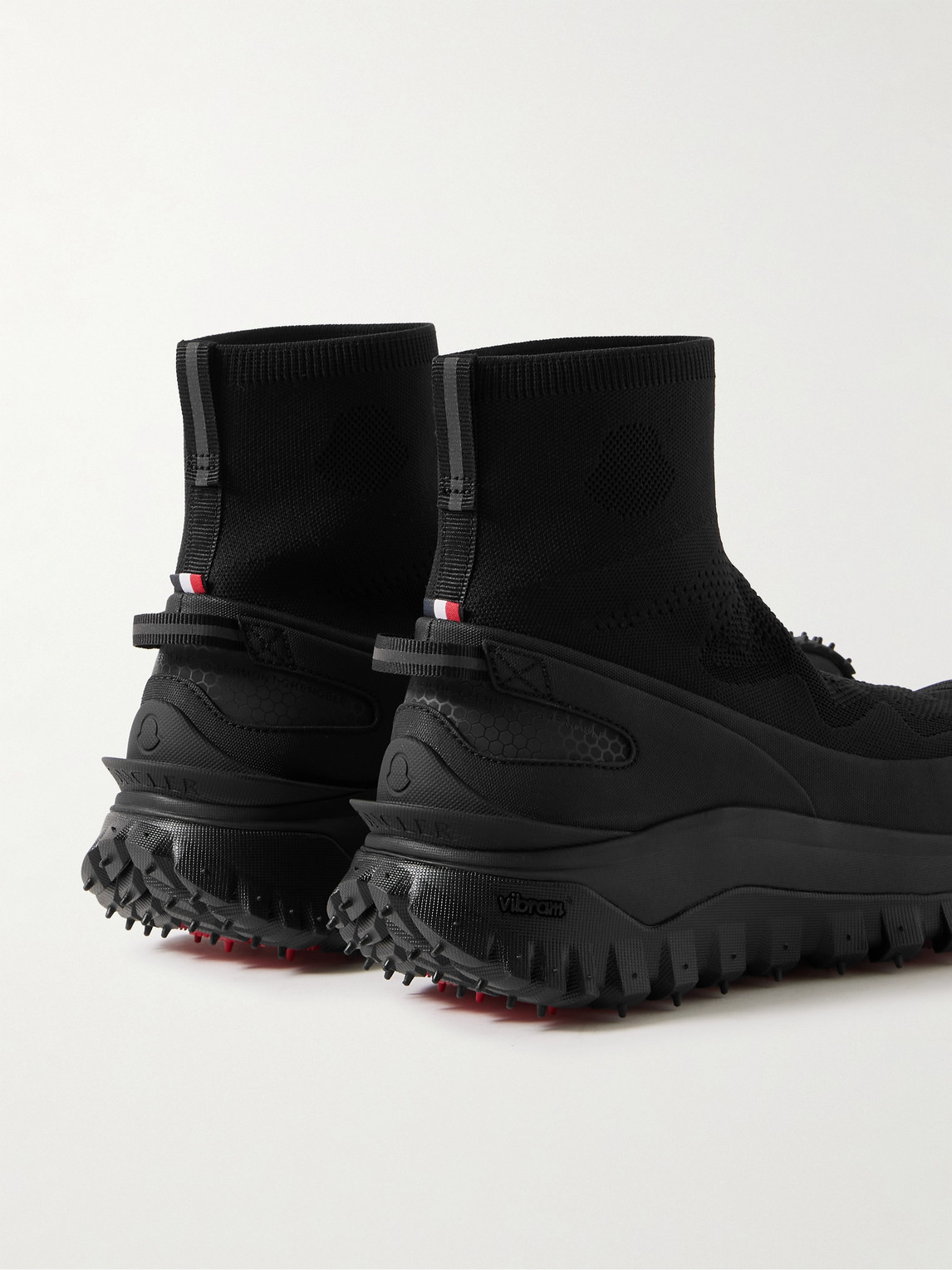 Shop Moncler Trailgrip Stretch-knit And Rubber High-top Sneakers In Black