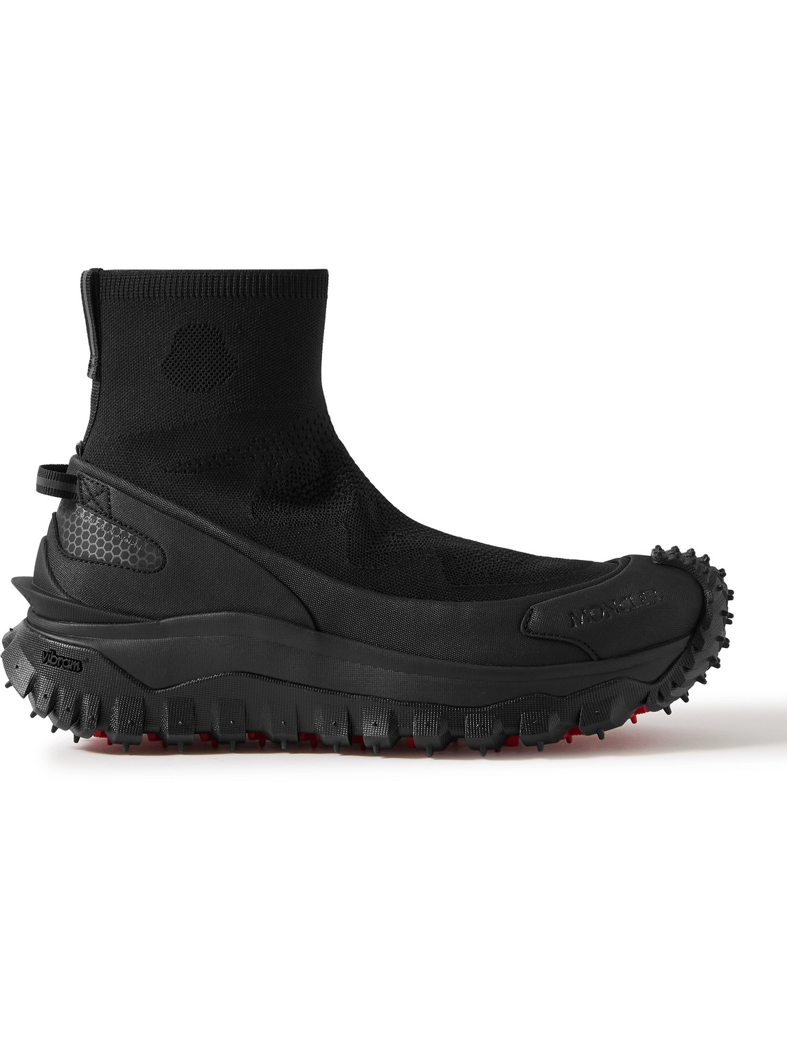 Shop Moncler Trailgrip Stretch-knit And Rubber High-top Sneakers In Black