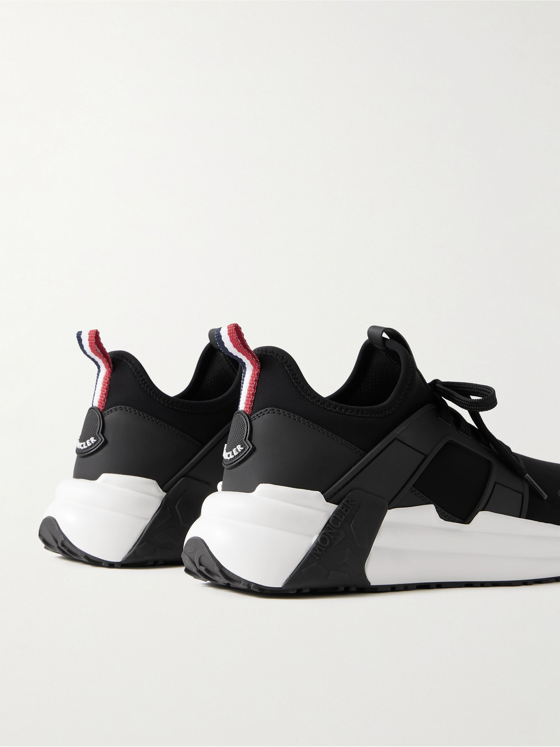 Shop Moncler Lunarove Rubber And Leather-trimmed Neoprene Sneakers In Black