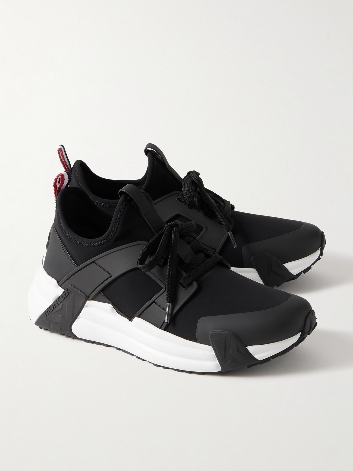 Moncler Lunarove Rubber And Leather-trimmed Neoprene Sneakers In Black