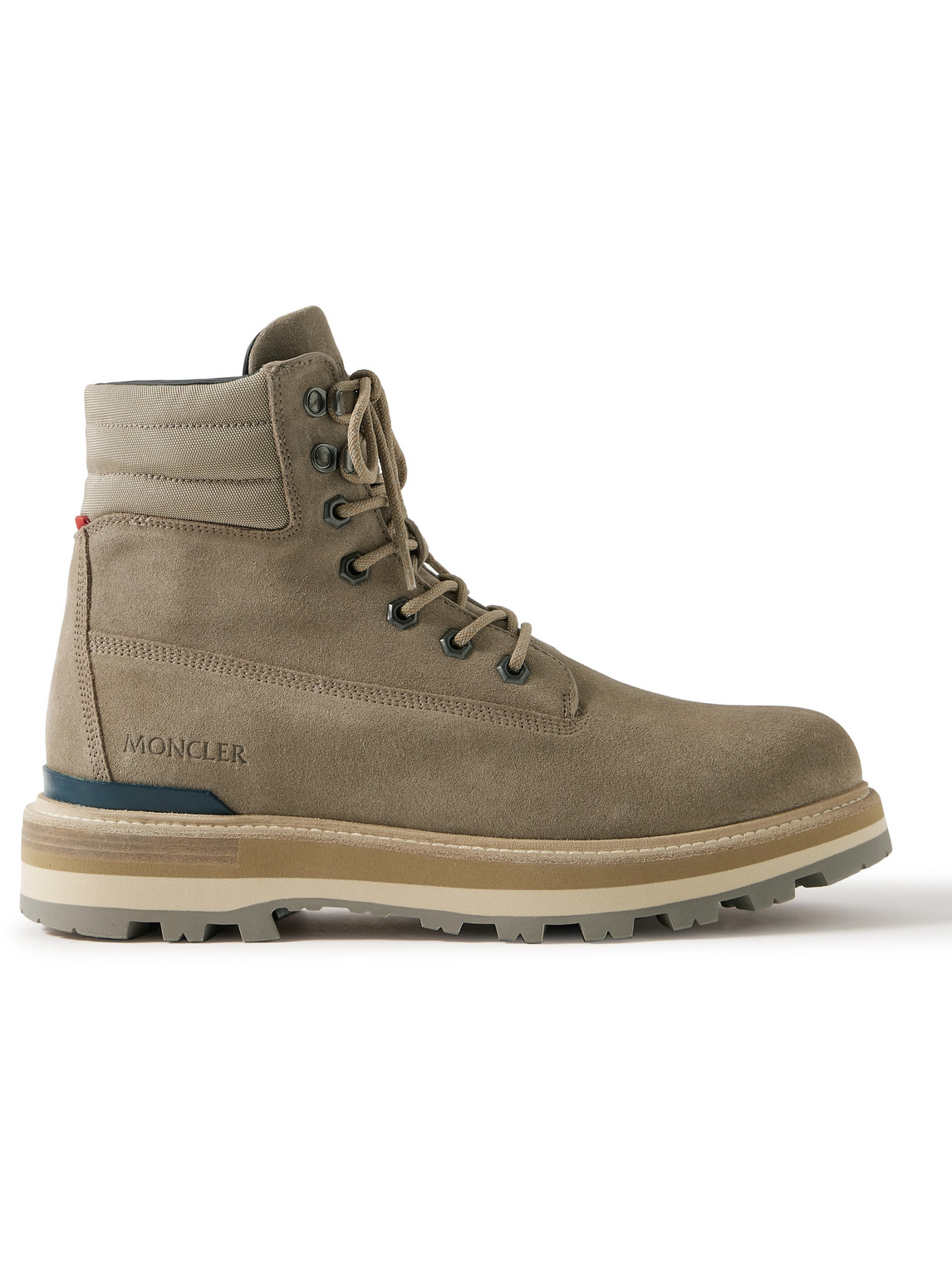 Moncler Peka Trek Nylon-trimmed Suede Hiking Boots In Neutrals