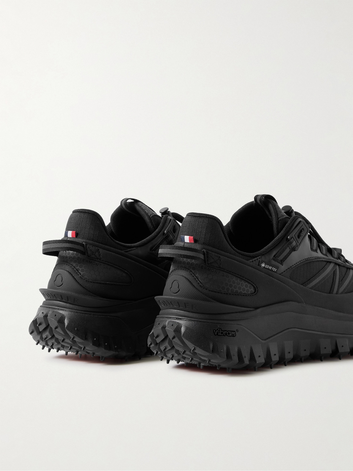 Shop Moncler Trailgrip Gtx Leather-trimmed Ripstop And Canvas Sneakers In Black