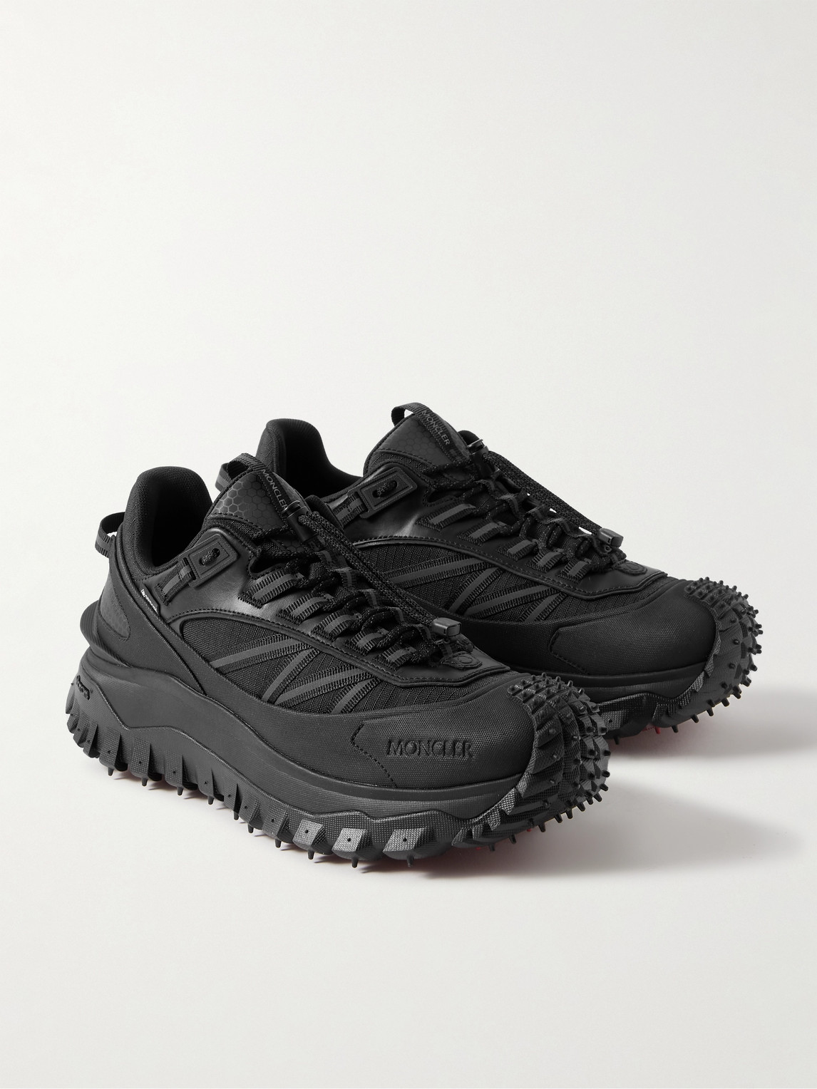 Shop Moncler Trailgrip Gtx Leather-trimmed Ripstop And Canvas Sneakers In Black