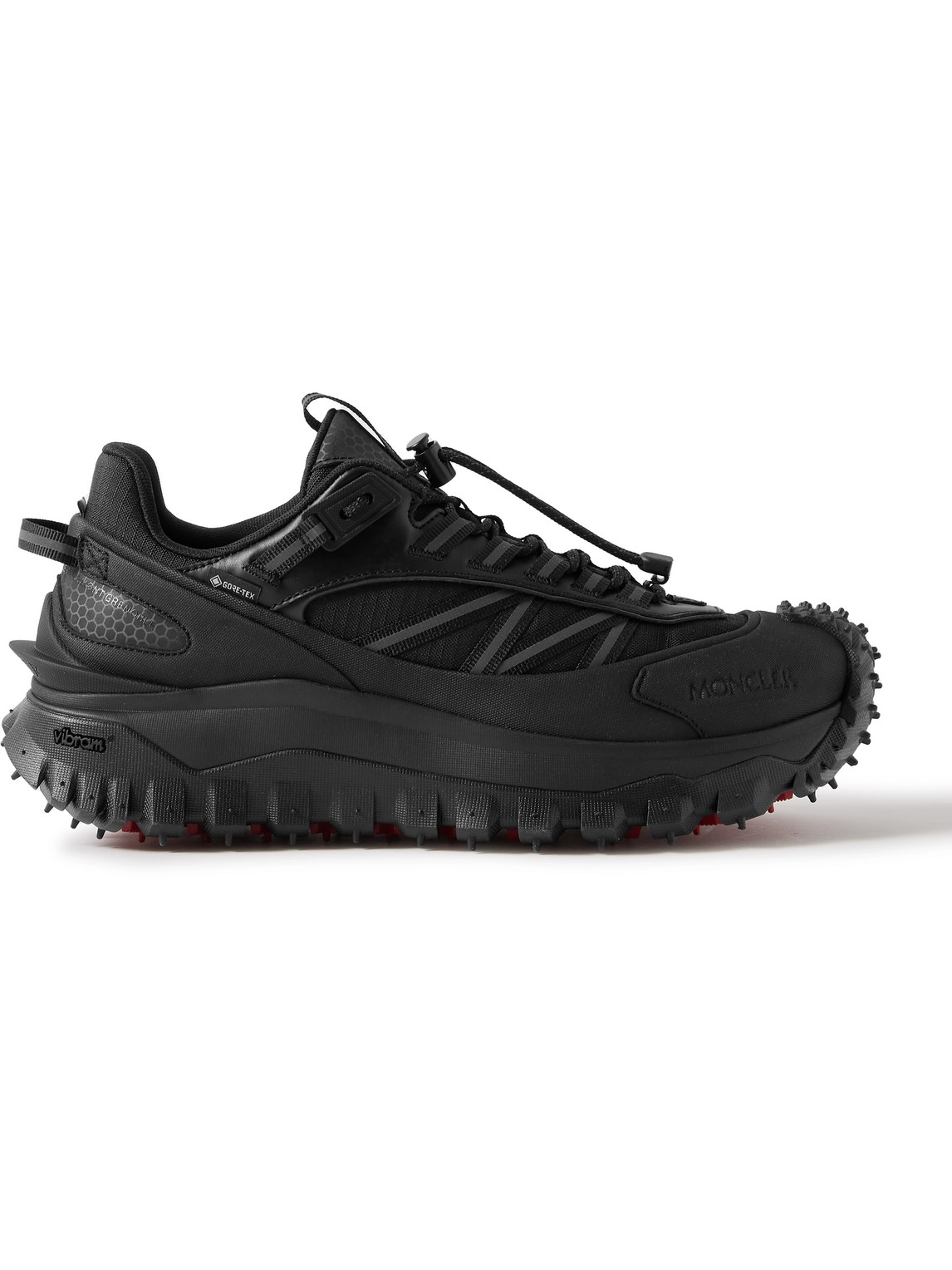 Moncler Trailgrip Gtx Leather-trimmed Ripstop And Canvas Trainers In Black