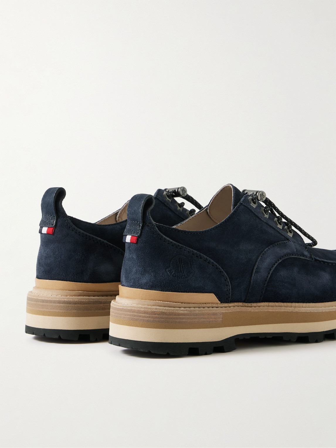 Shop Moncler Peka City Suede Derby Shoes In Blue