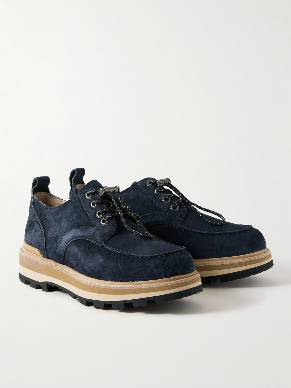 Shop Moncler Peka City Suede Derby Shoes In Blue