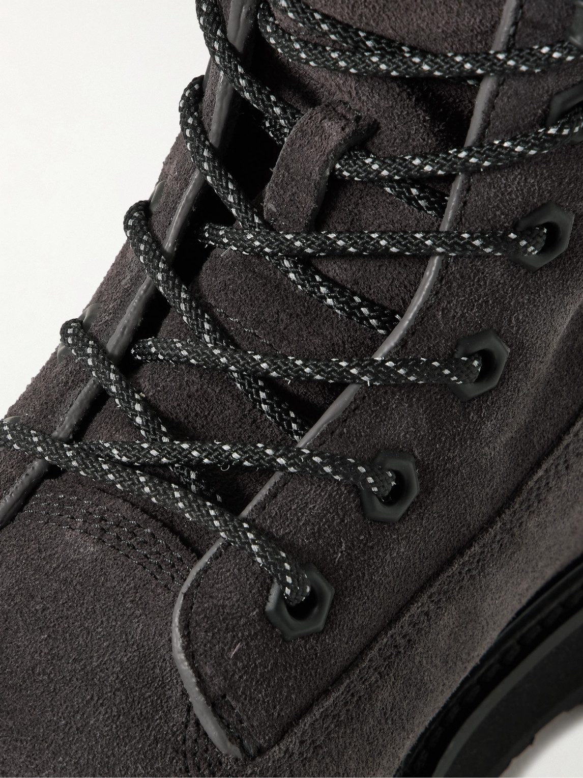 Shop Moncler Peka Trek Nylon-trimmed Suede Hiking Boots In Gray