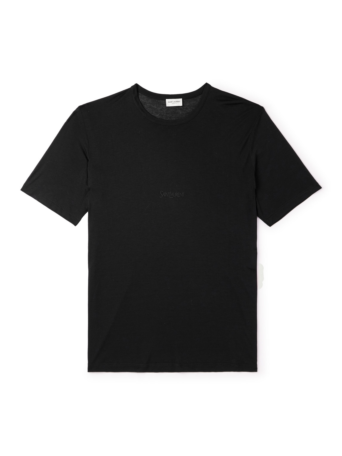 Saint Laurent Logo-embroidered Jersey T-shirt In Black