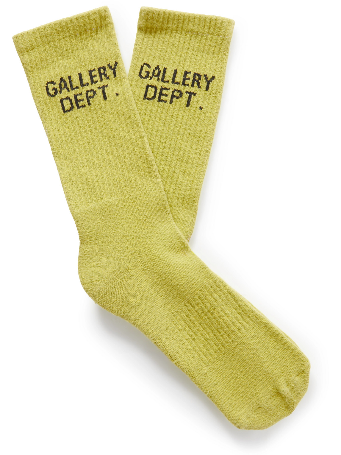 Shop Gallery Dept. Clean Logo-jacquard Ribbed Recycled Cotton-blend Socks In Green