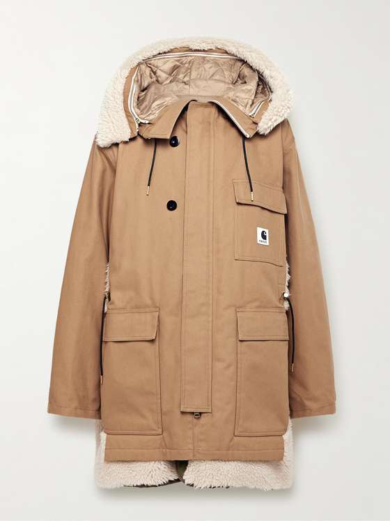 SACAI + Carhartt WIP Fleece-Trimmed Cotton and Nylon-Blend Canvas ...