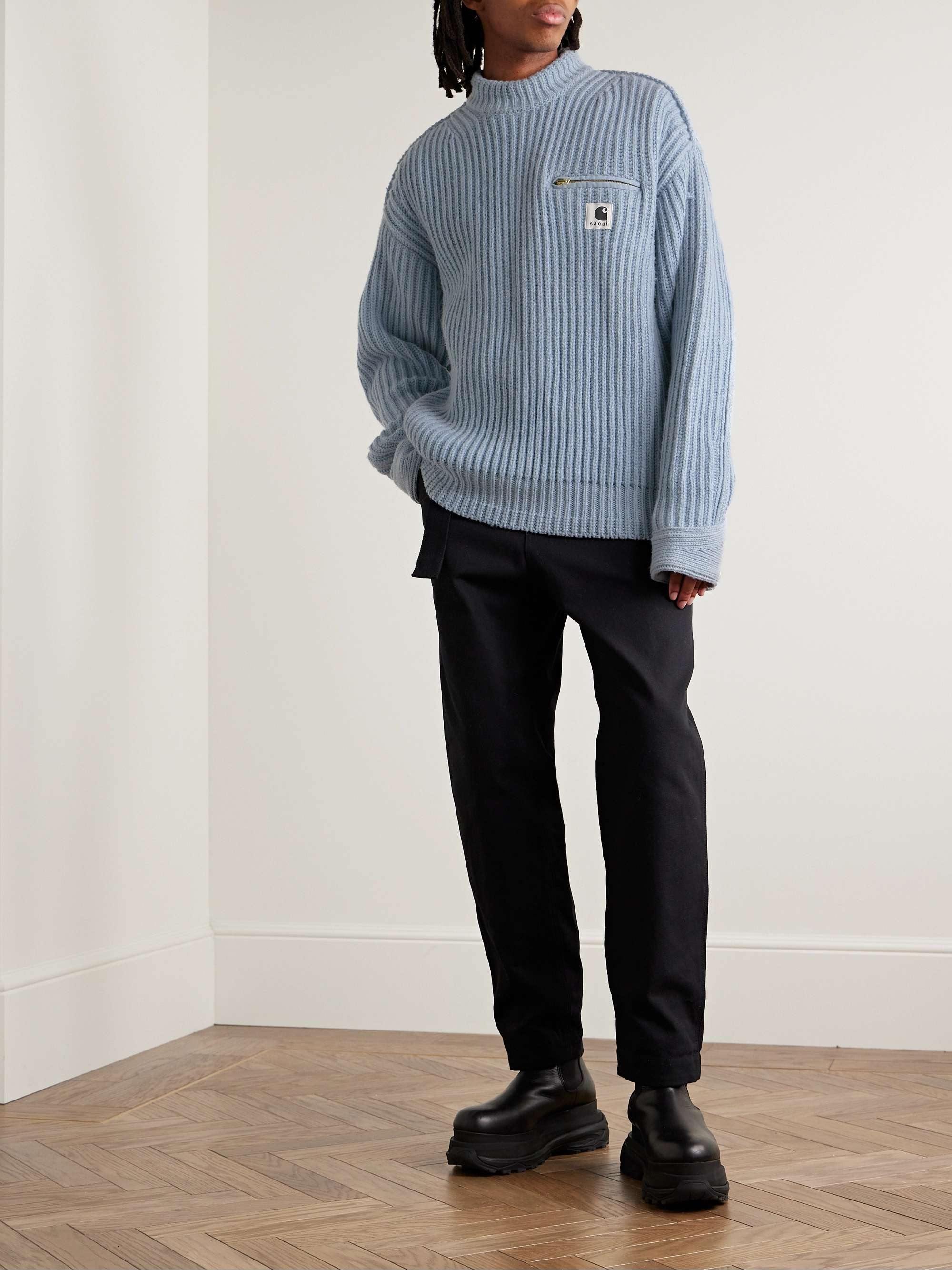 SACAI + Carhartt WIP Detroit Ribbed Wool and Nylon-Blend Sweater for ...