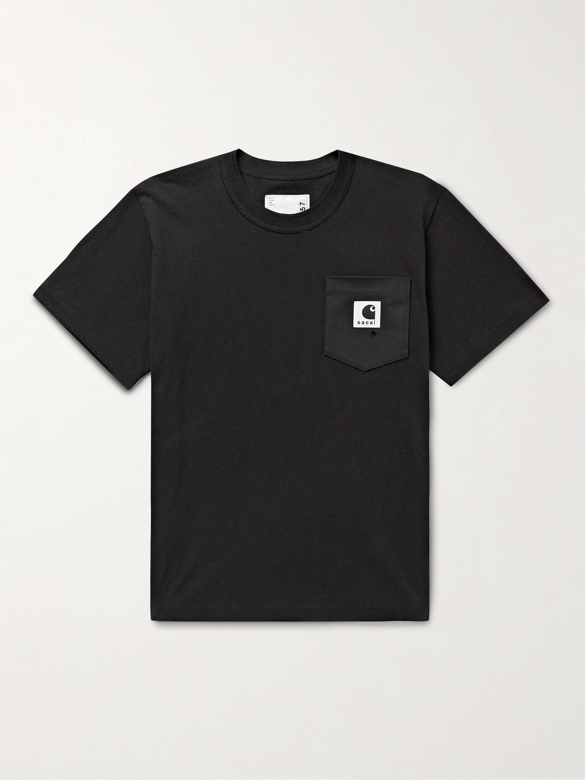 SACAI + Carhartt WIP Logo-Appliquéd Canvas-Trimmed Cotton-Jersey T