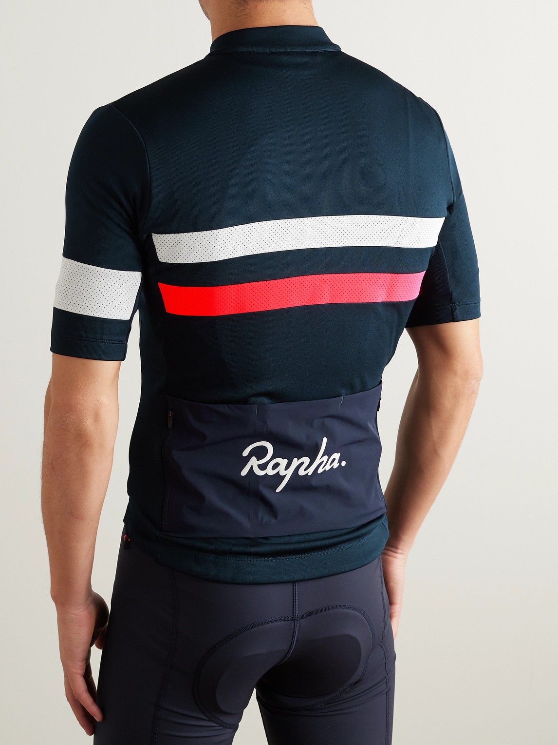 Shop Rapha Brevet Logo-print Mesh-panelled Recycled Cycling Jersey In Blue