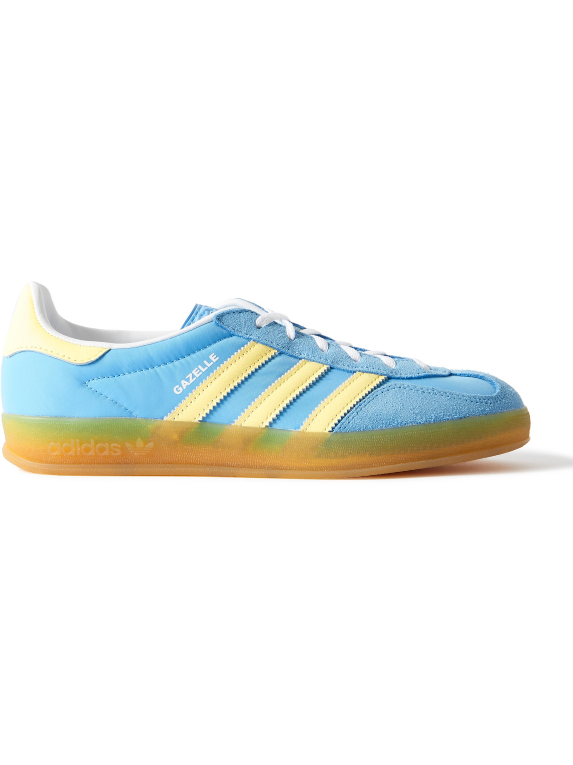 Adidas Originals Gazelle Indoor Leather And Suede-trimmed Shell Trainers In Blue