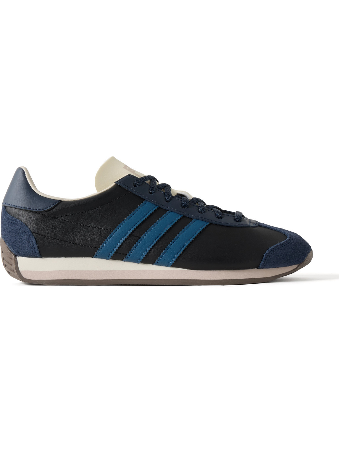 adidas Originals - Country Suede-Trimmed Leather Sneakers - Men - Black - UK 5