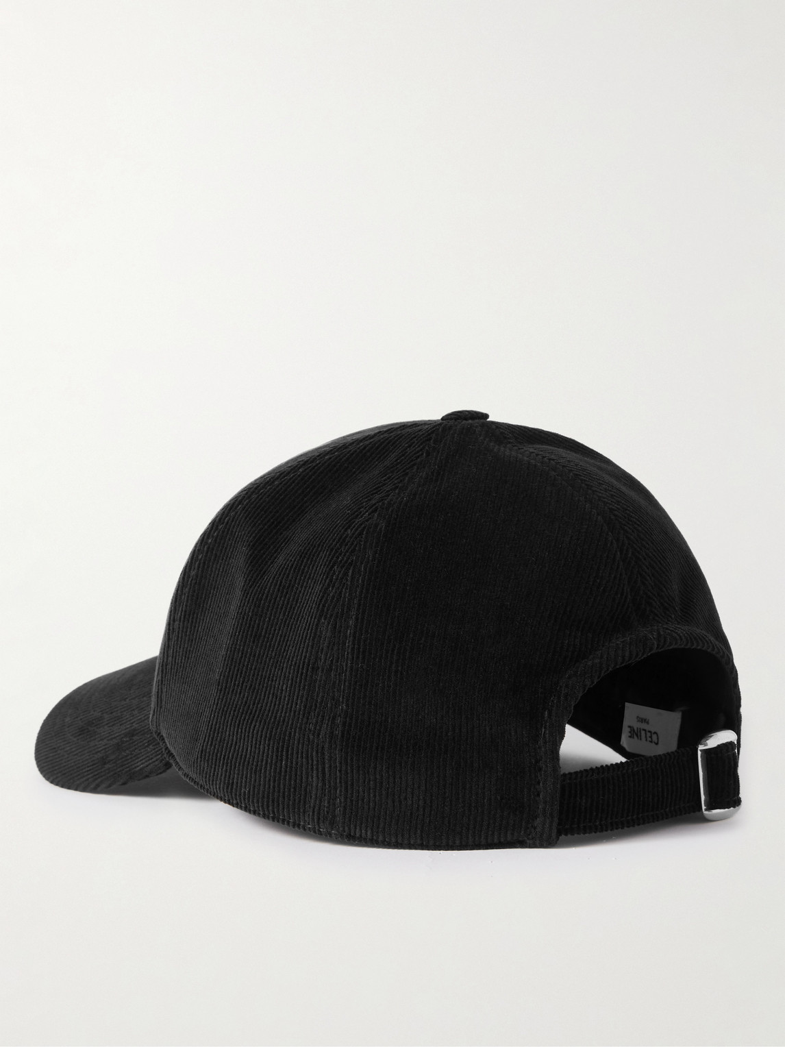 Celine Logo-embroidered Cotton-corduroy Baseball Cap In Black