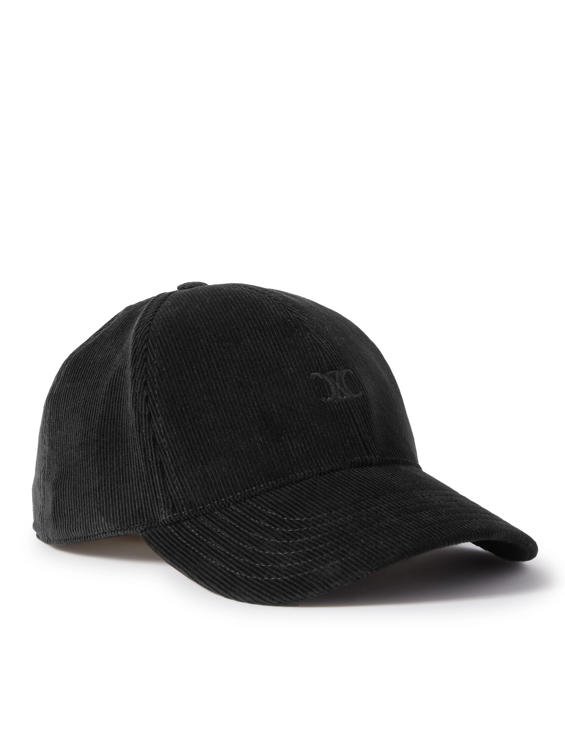 Celine Logo-embroidered Cotton-corduroy Baseball Cap In Black