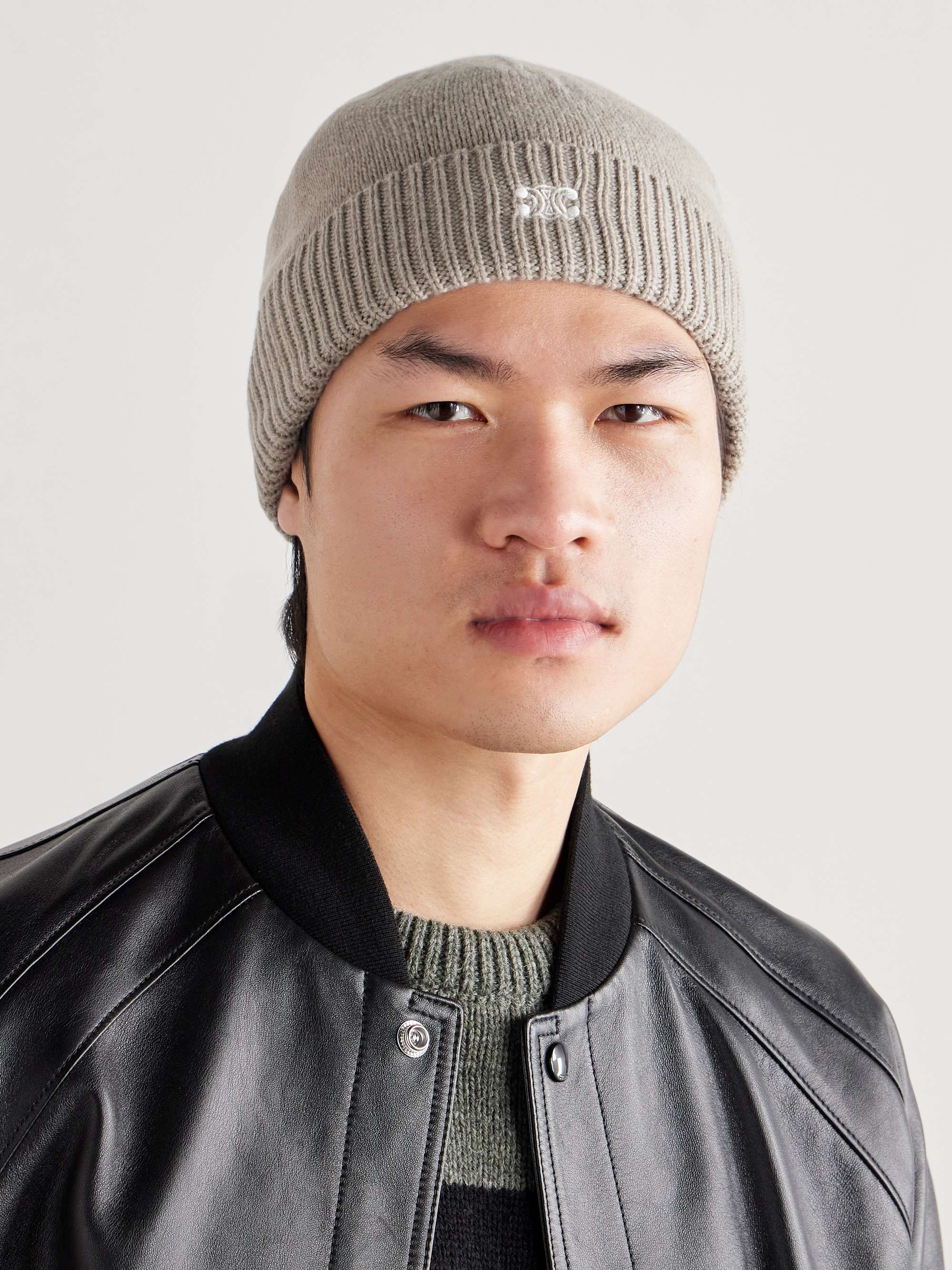 CELINE HOMME Logo-Embroidered Wool and Cashmere-Blend Beanie for Men ...