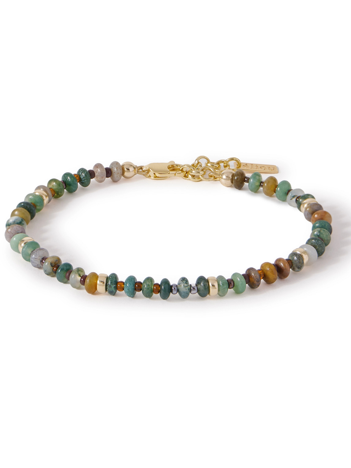 Eliou Boris Gold-plated, Agate And Rondelle Beaded Bracelet In Blue