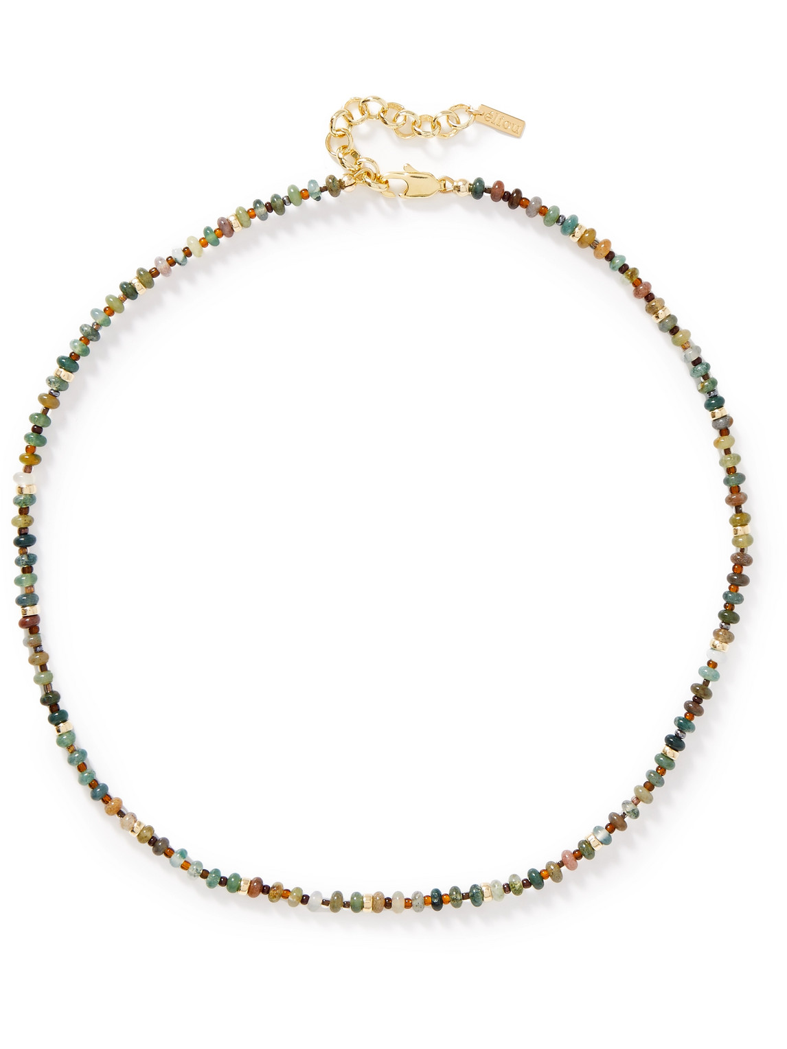 Eliou Mikel Gold-plated, Agate And Rondelle Beaded Necklace In Blue