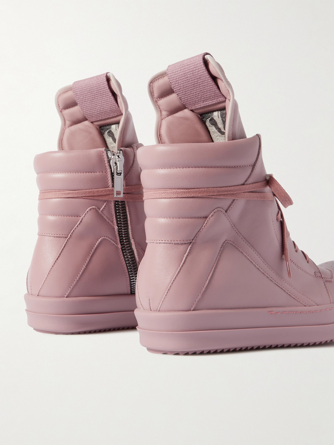Shop Rick Owens Geobasket Leather High-top Sneakers In Pink