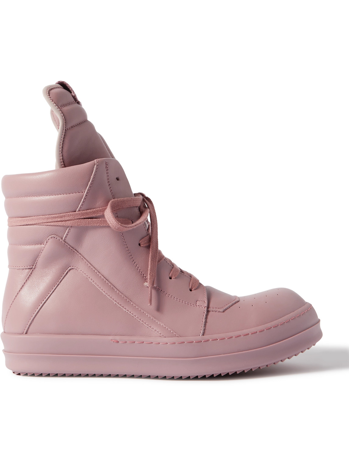 Shop Rick Owens Geobasket Leather High-top Sneakers In Pink