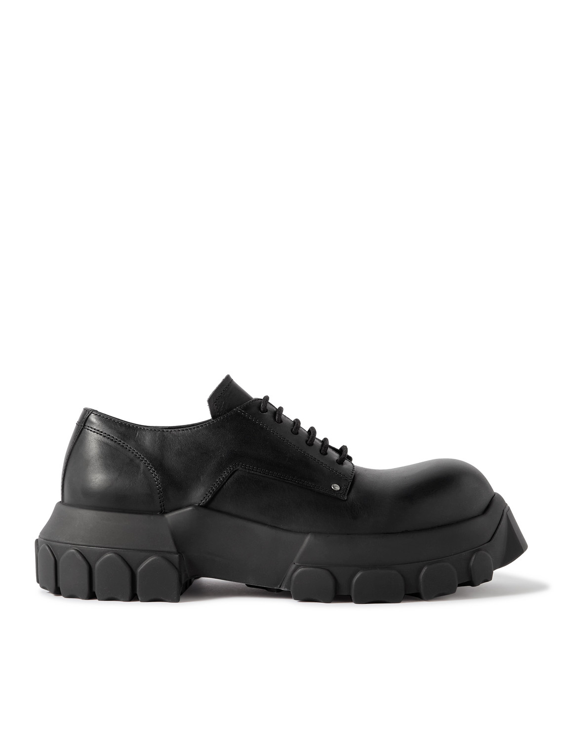 Rick Owens Mens Black Bozo Tractor Platform Leather Oxford Shoes In Black