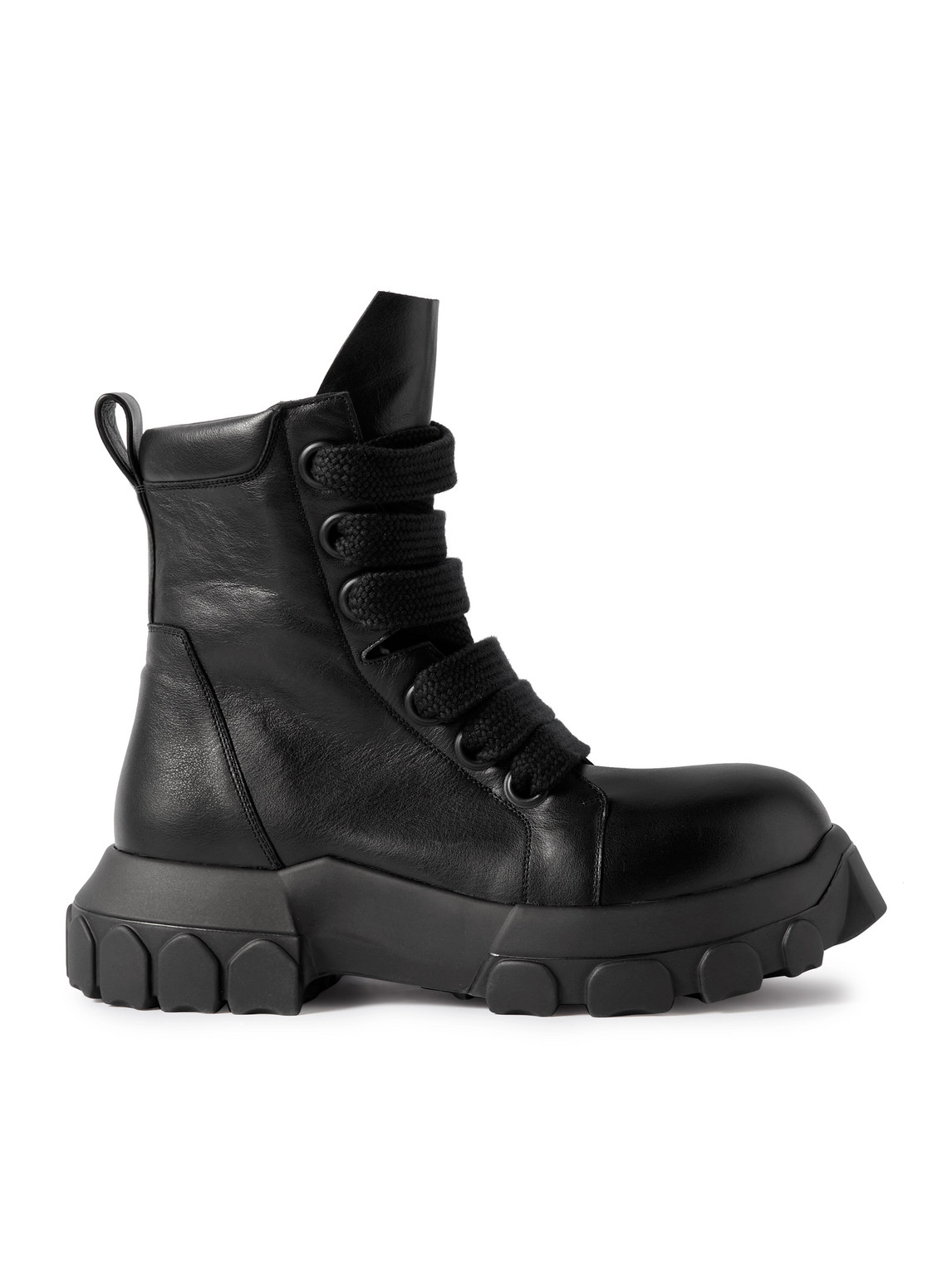 Rick Owens Bozo Tractor Leather Boots In Black