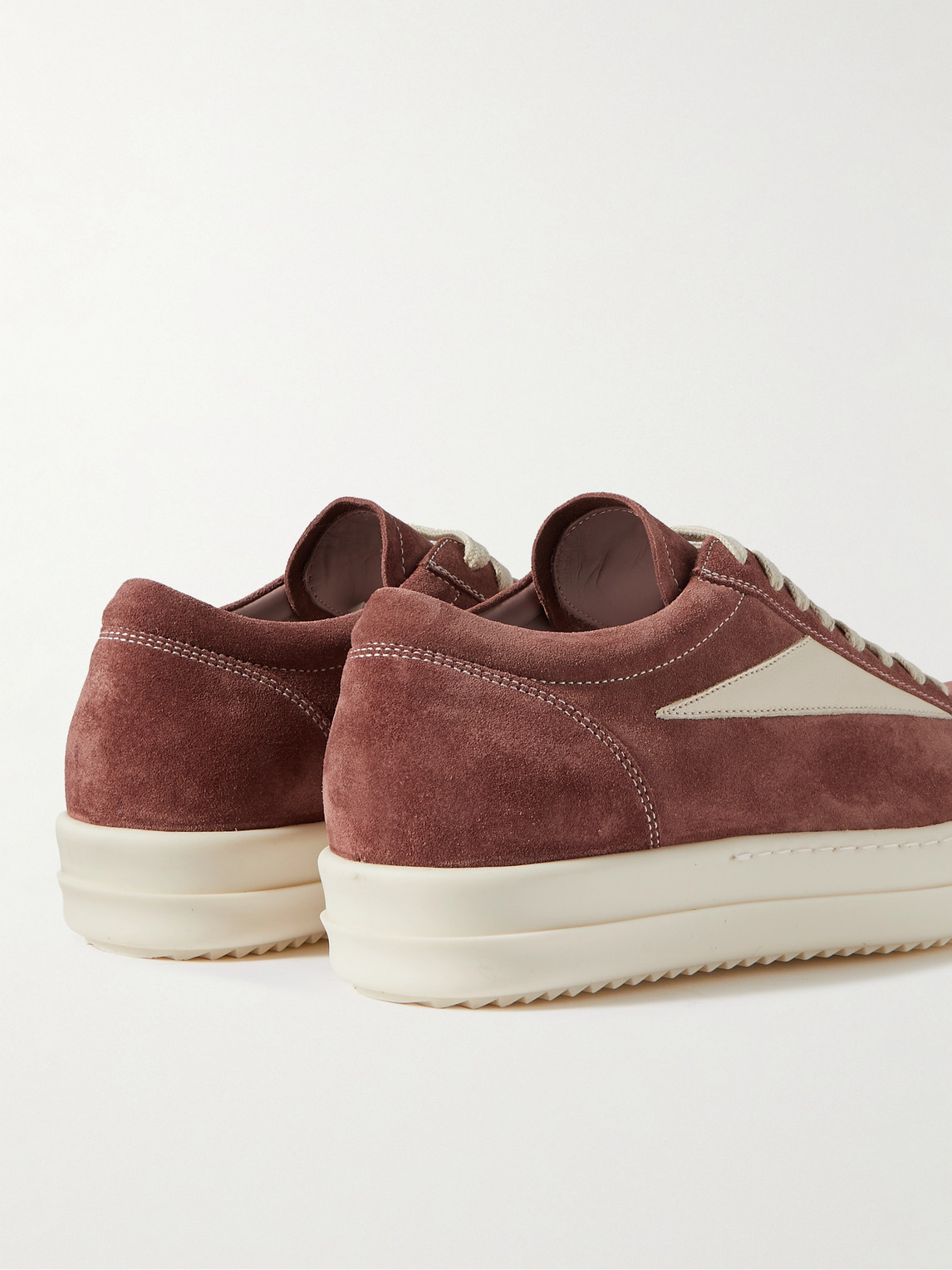 Shop Rick Owens Vintage Leather-trimmed Suede Sneakers In Pink