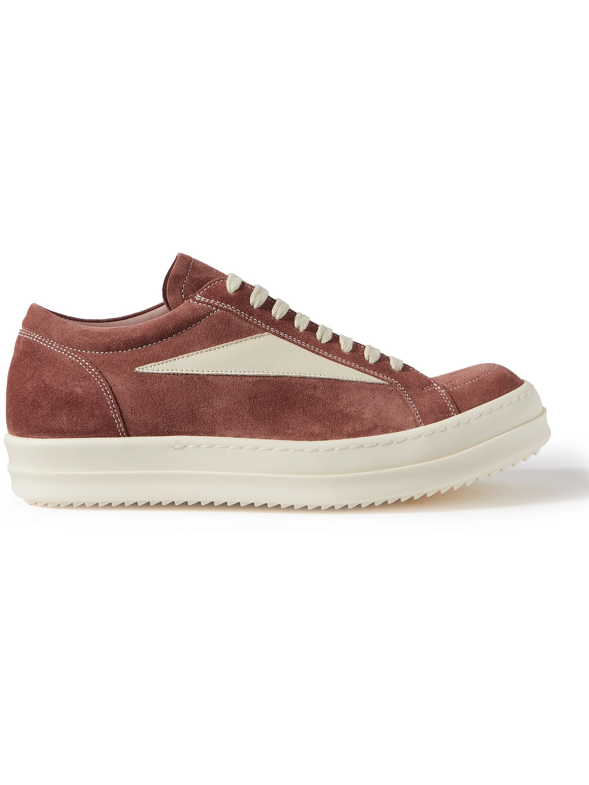 Shop Rick Owens Vintage Leather-trimmed Suede Sneakers In Pink