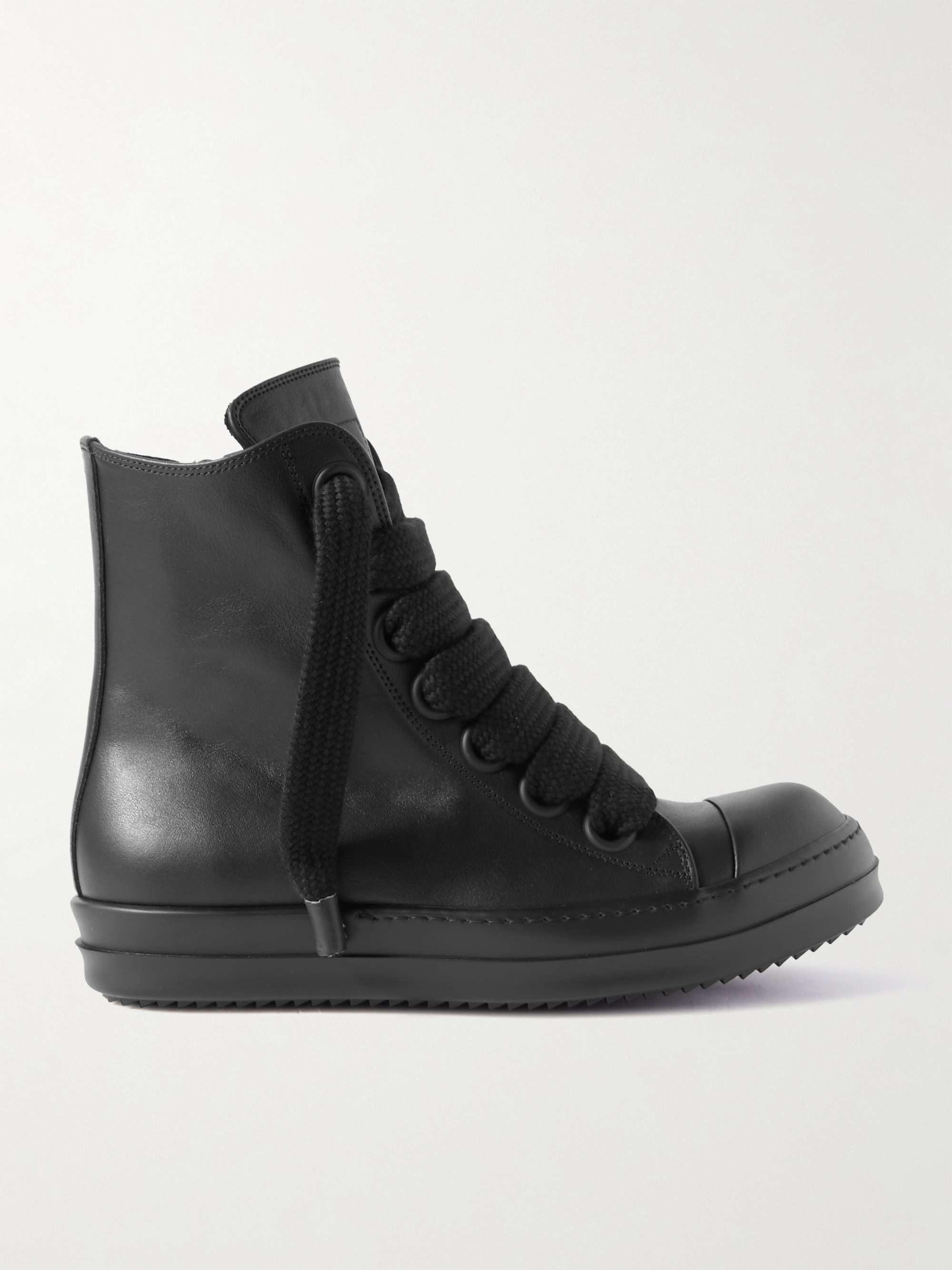 RICK OWENS Leather High-Top Sneakers for Men | MR PORTER