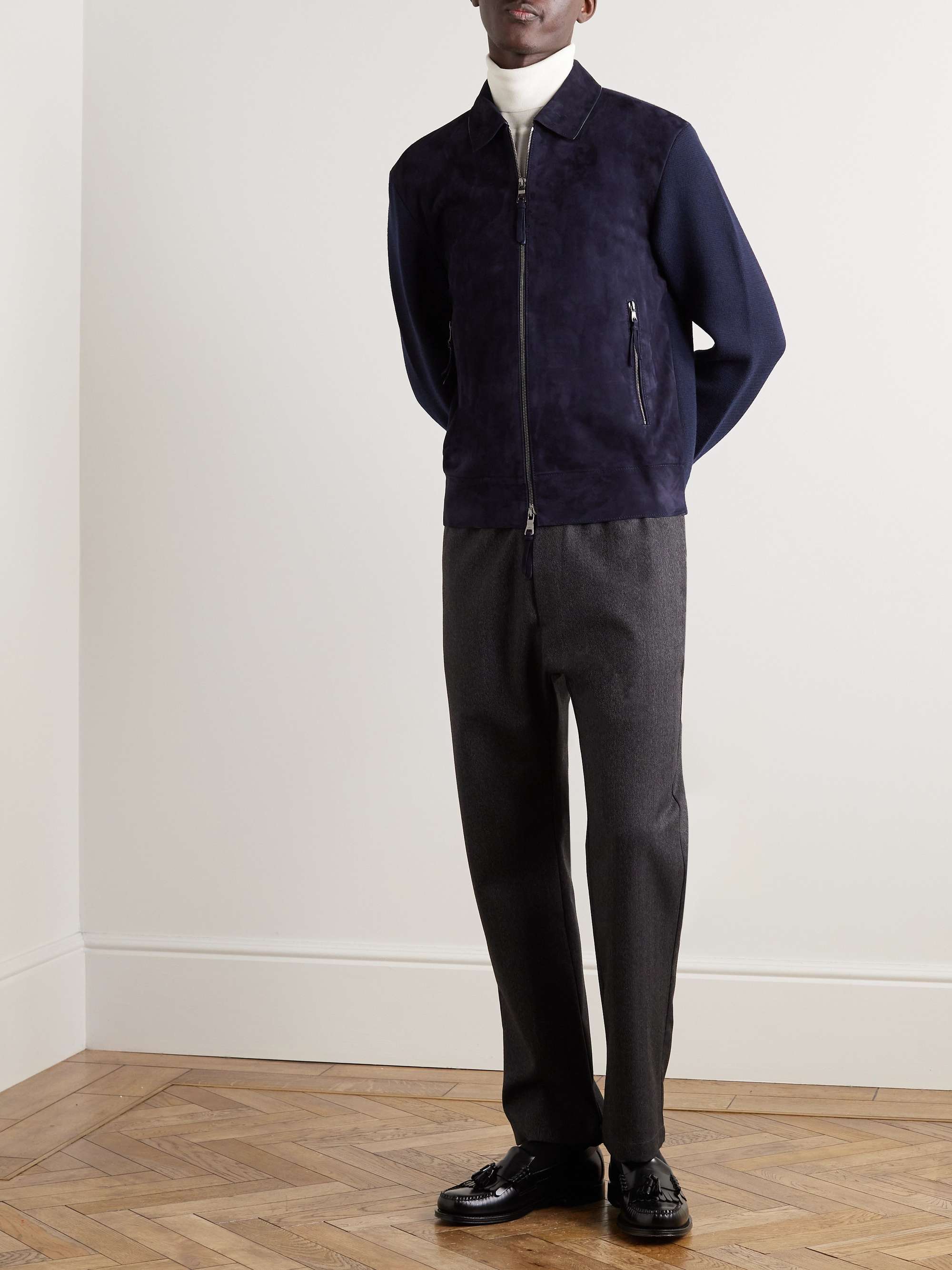 MR P. Merino Wool and Suede Blouson Jacket for Men | MR PORTER