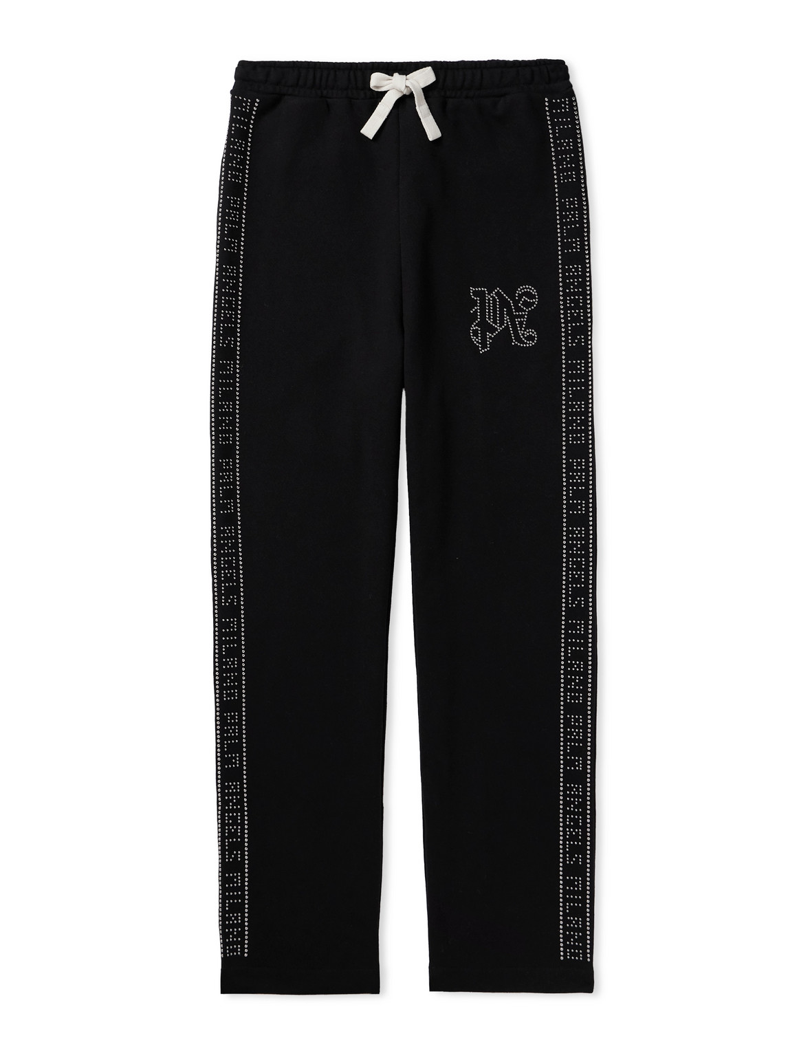 Palm Angels Logo-embellished Cotton-jersey Sweatpants In Black