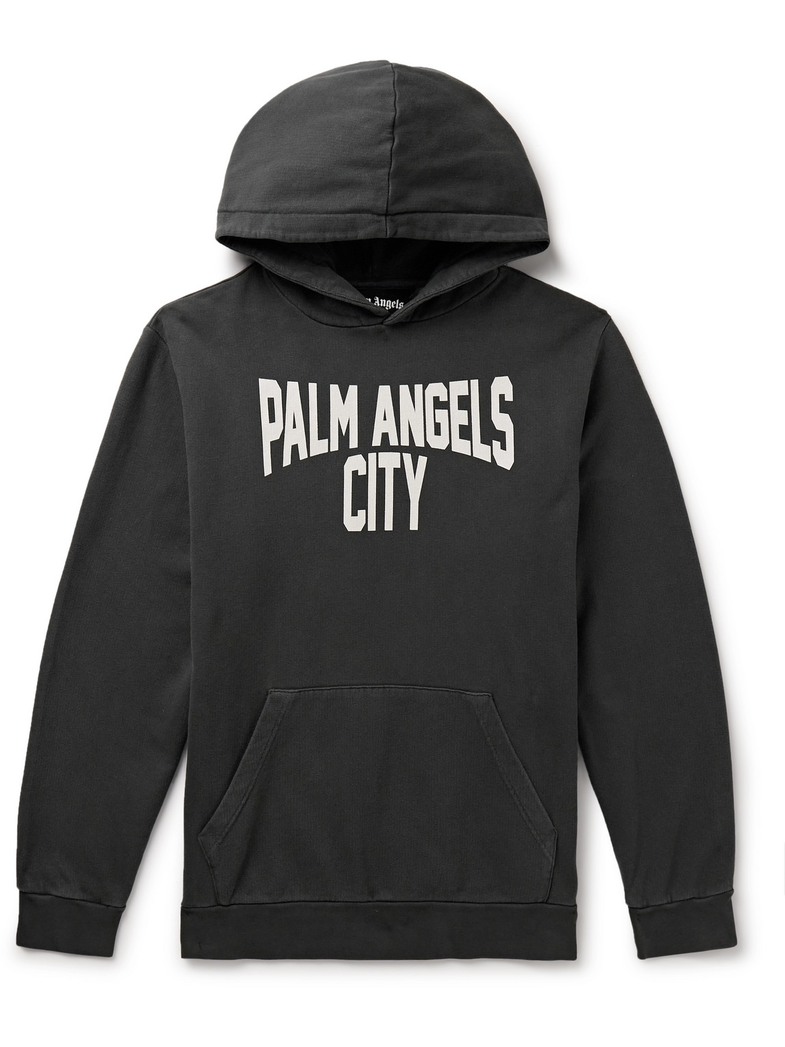 Shop Palm Angels Logo-print Cotton-jersey Hoodie In Black