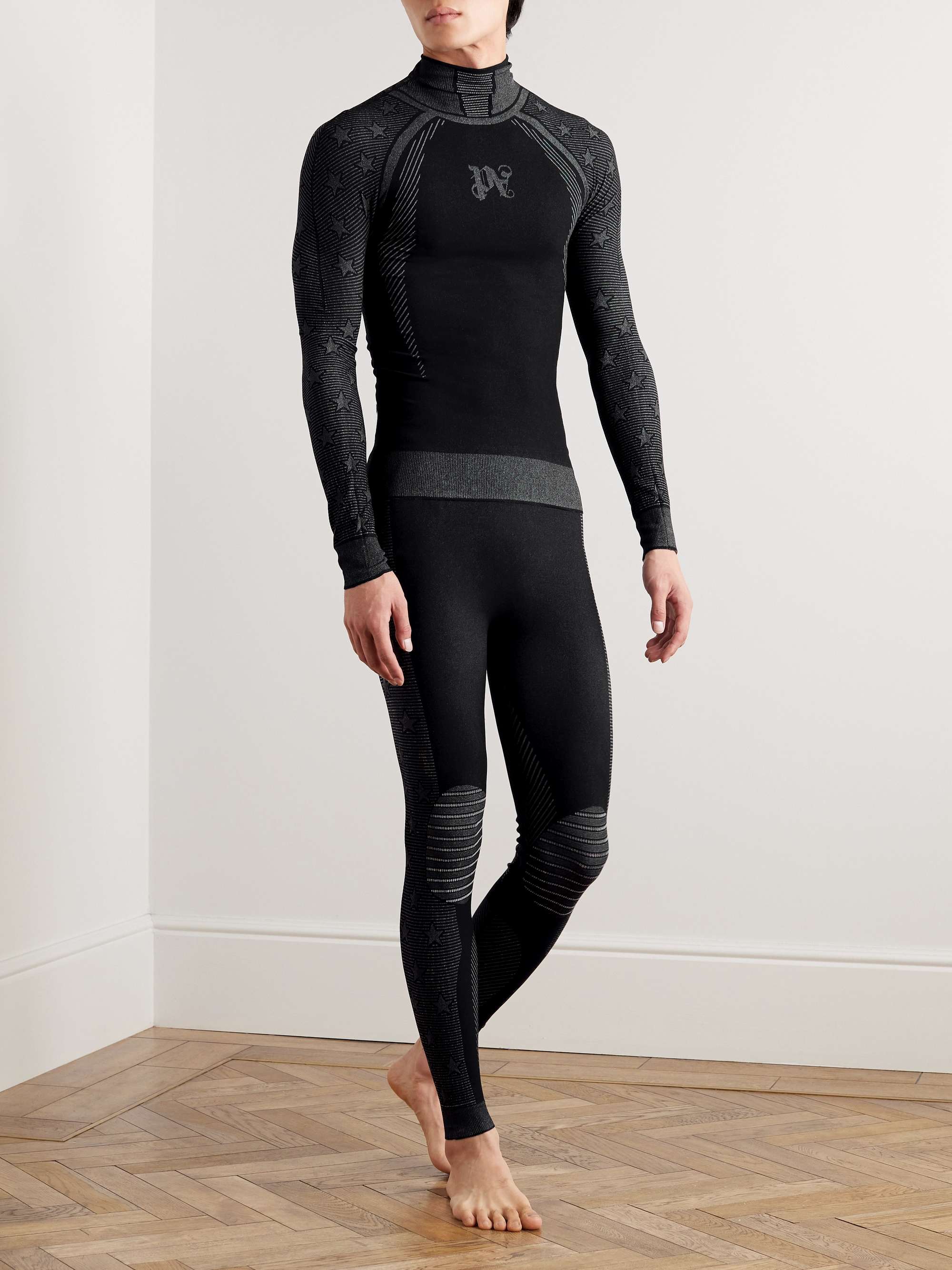 PALM ANGELS Jacquard Knit Stretch Jersey Ski Base Layer for Men