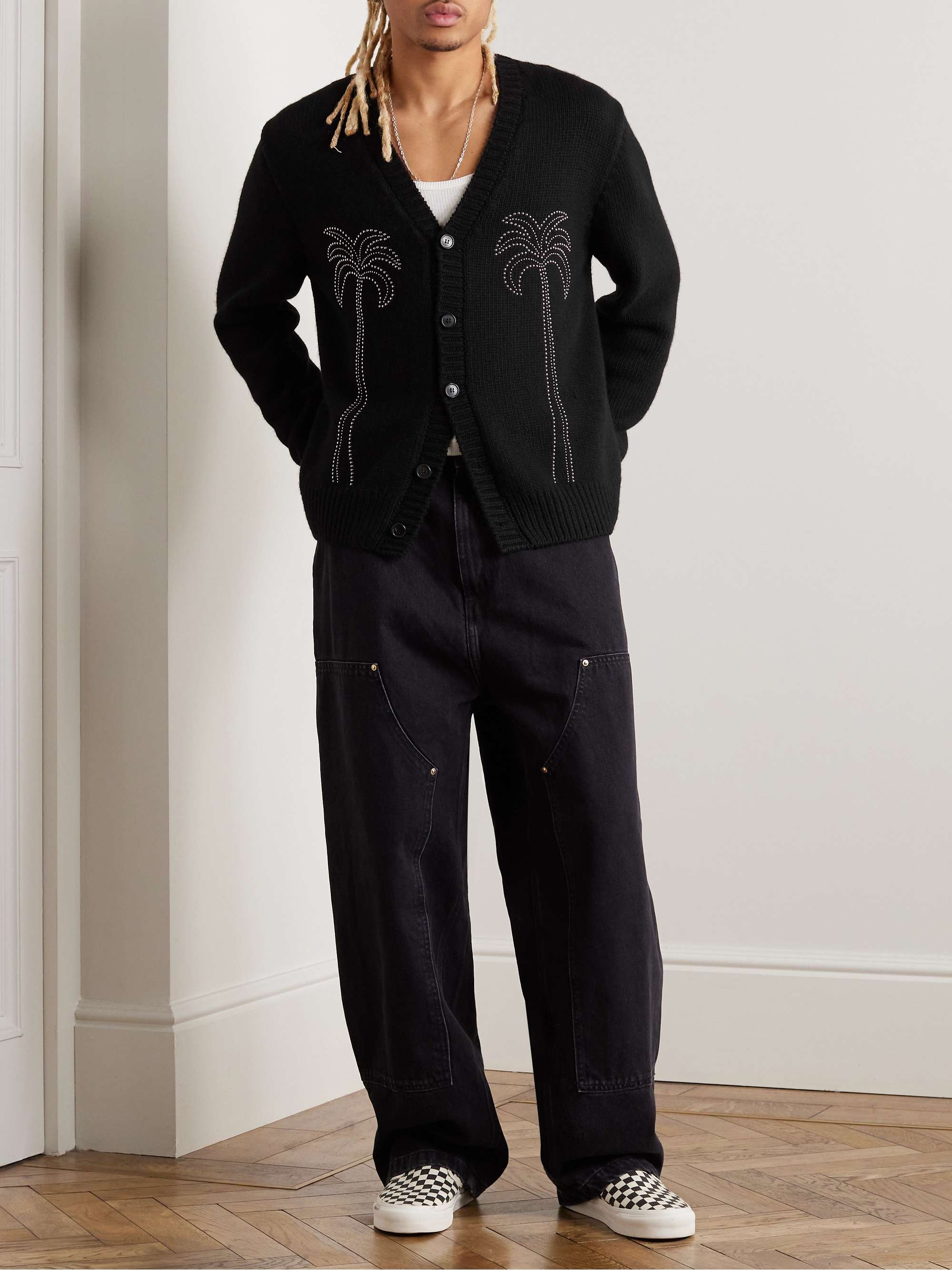 PALM ANGELS Studded Knitted Cardigan for Men | MR PORTER