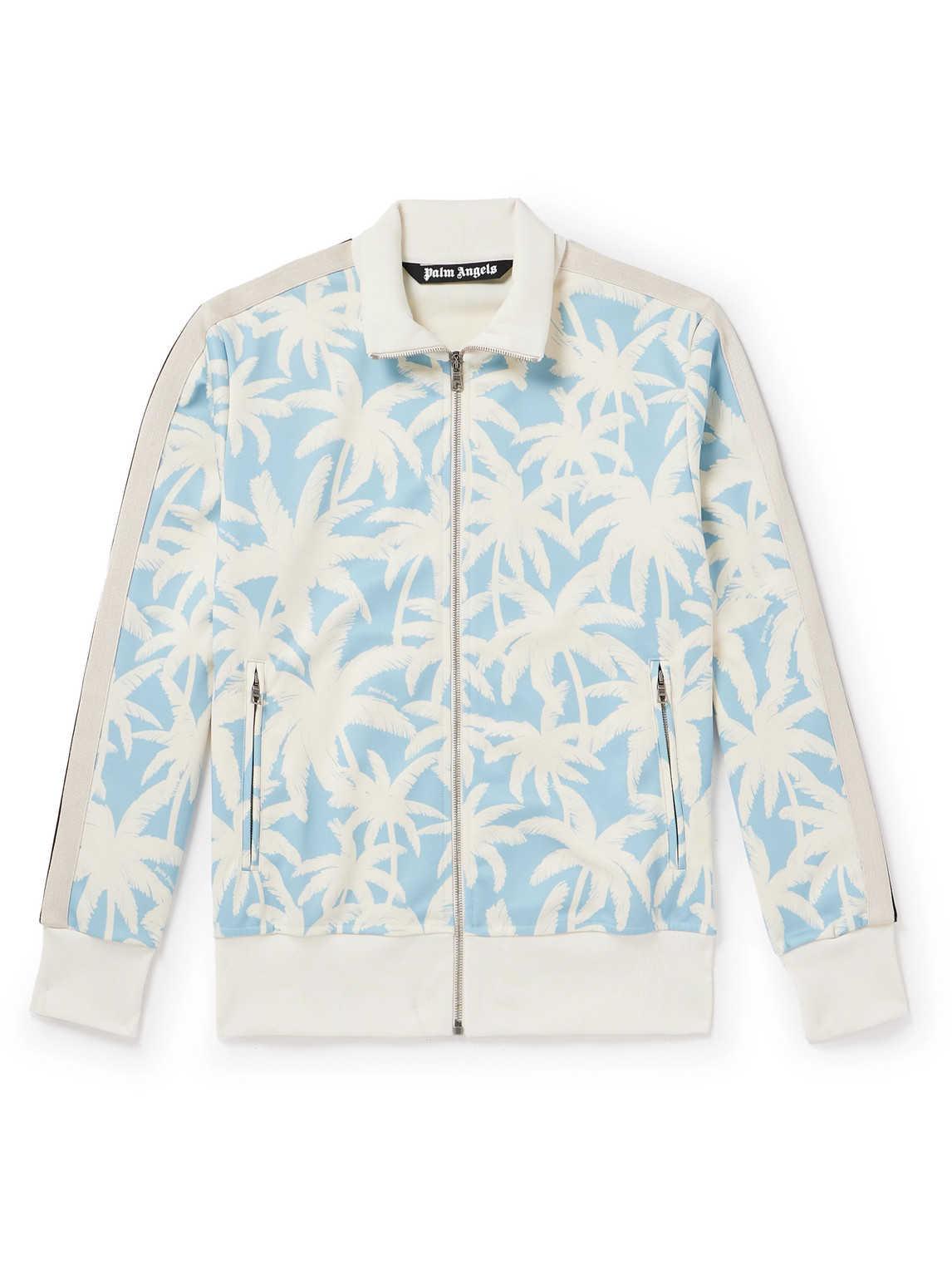 Palm Angels Blue & Off-white Palms Allover Track Jacket In Blue