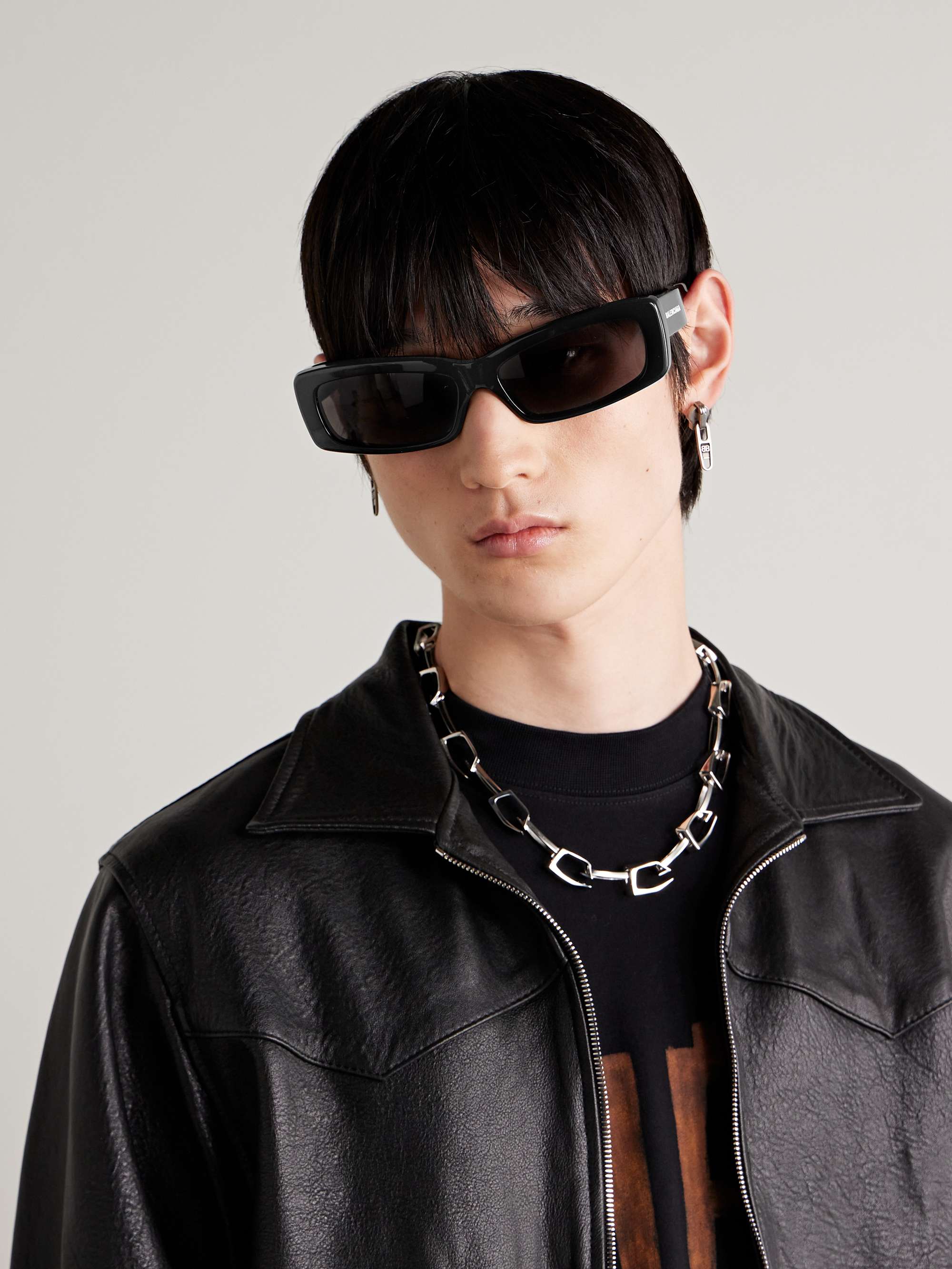 BALENCIAGA EYEWEAR Rectangular-Frame Acetate Sunglasses for Men | MR PORTER