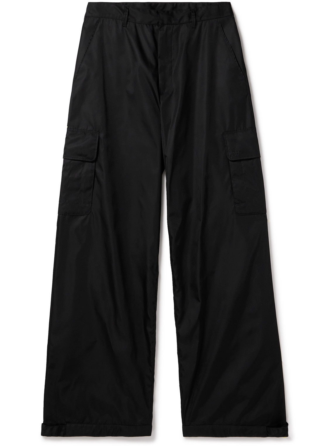 Off-white Straight-leg Embroidered Shell Cargo Trousers In Black