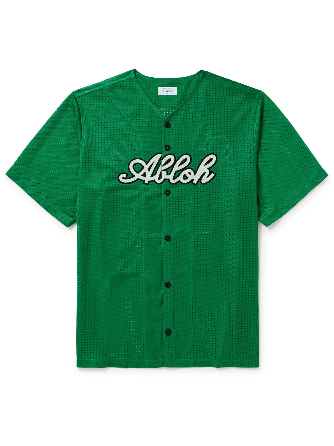 Off-white Logo-appliquéd Mesh Shirt In Green