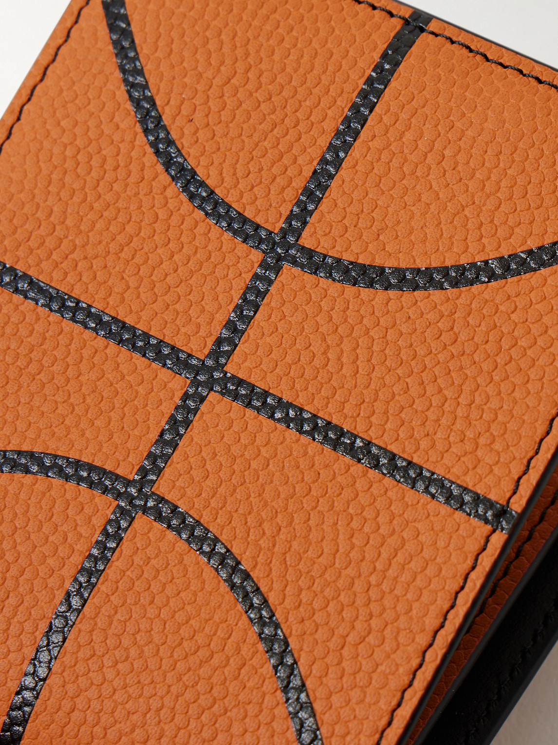 Shop Off-white Basketball Logo-print Full-grain Leather Billfold Wallet In Orange