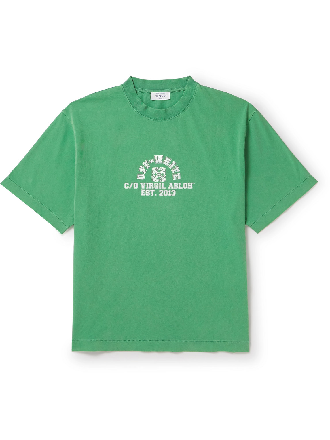 Off-white Logo-print Cotton-jersey T-shirt In Green