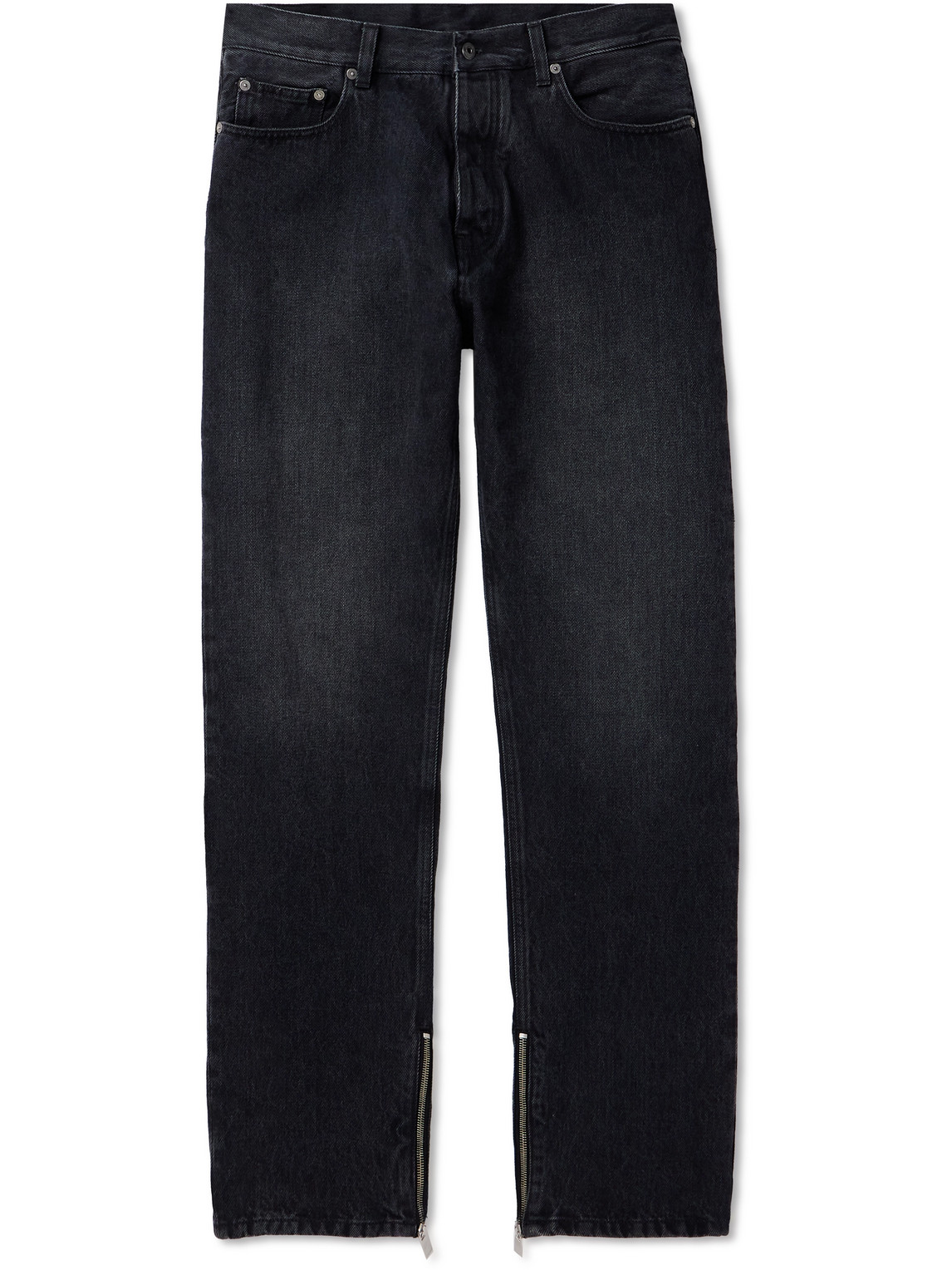 Straight-Leg Zip-Detailed Jeans
