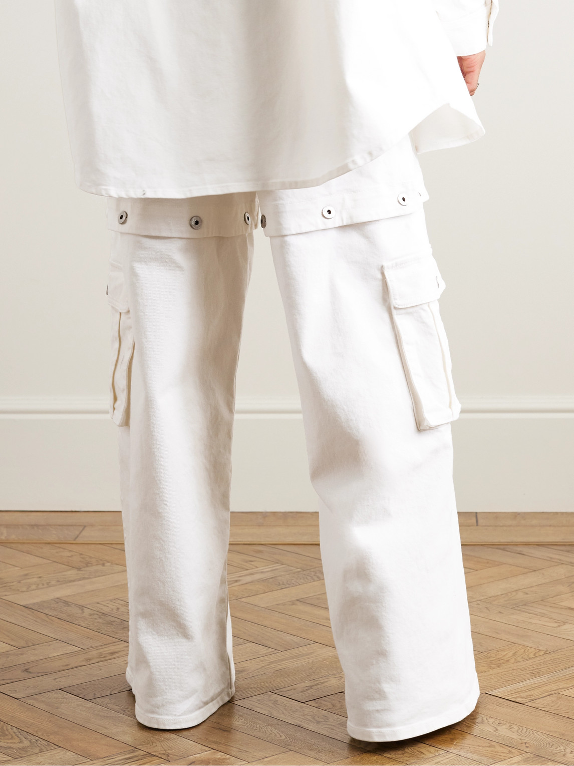 Shop Off-white Straight-leg Convertible Logo-embroidered Jeans In White