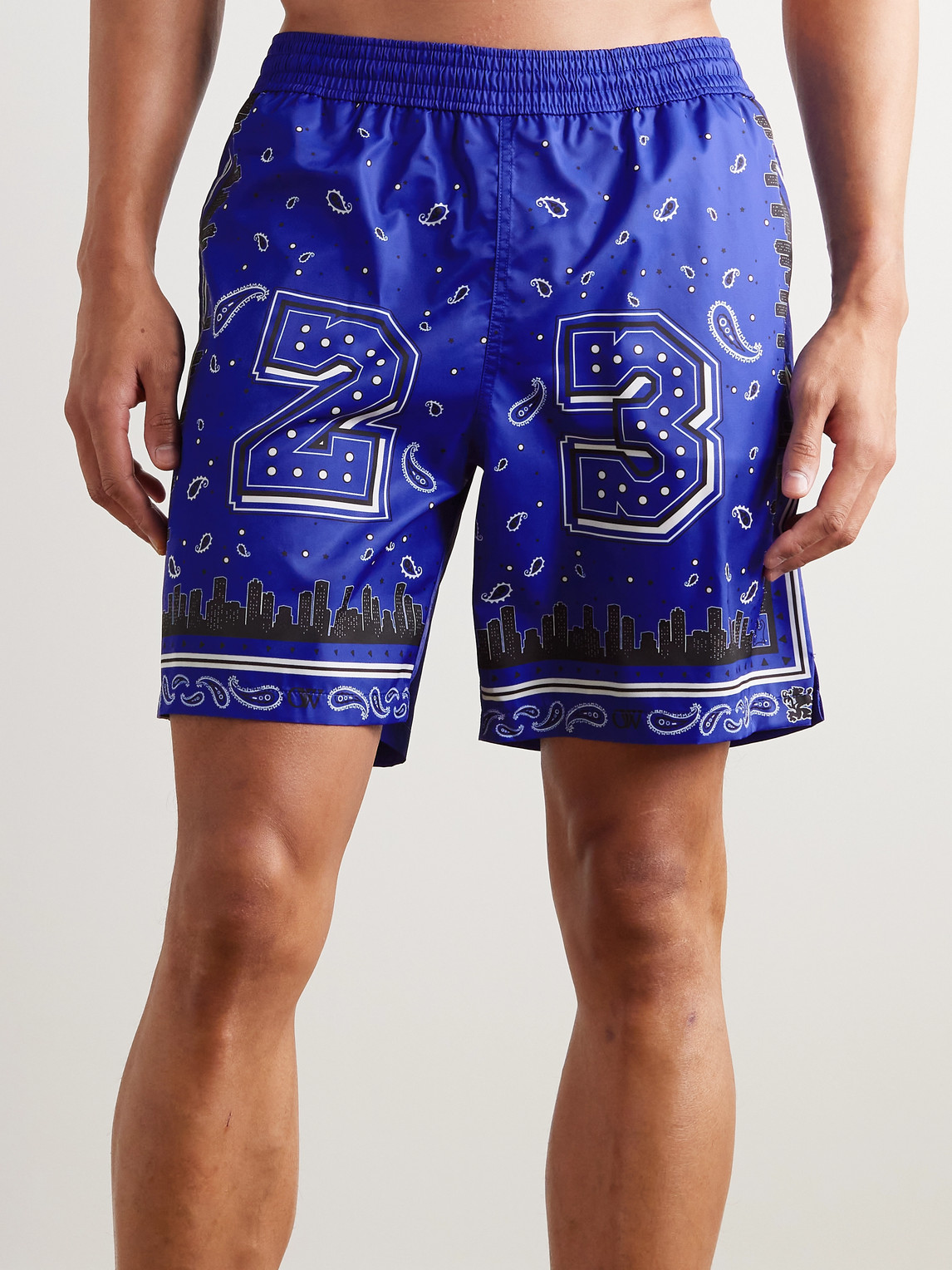 Shop Off-white Bandana Surfer Straight-leg Mid-length Printed Swim Shorts In Blue