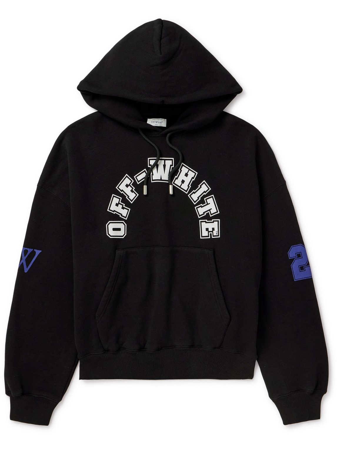 Shop Off-white Oversized Football Logo-print Cotton-jersey Hoodie In Black