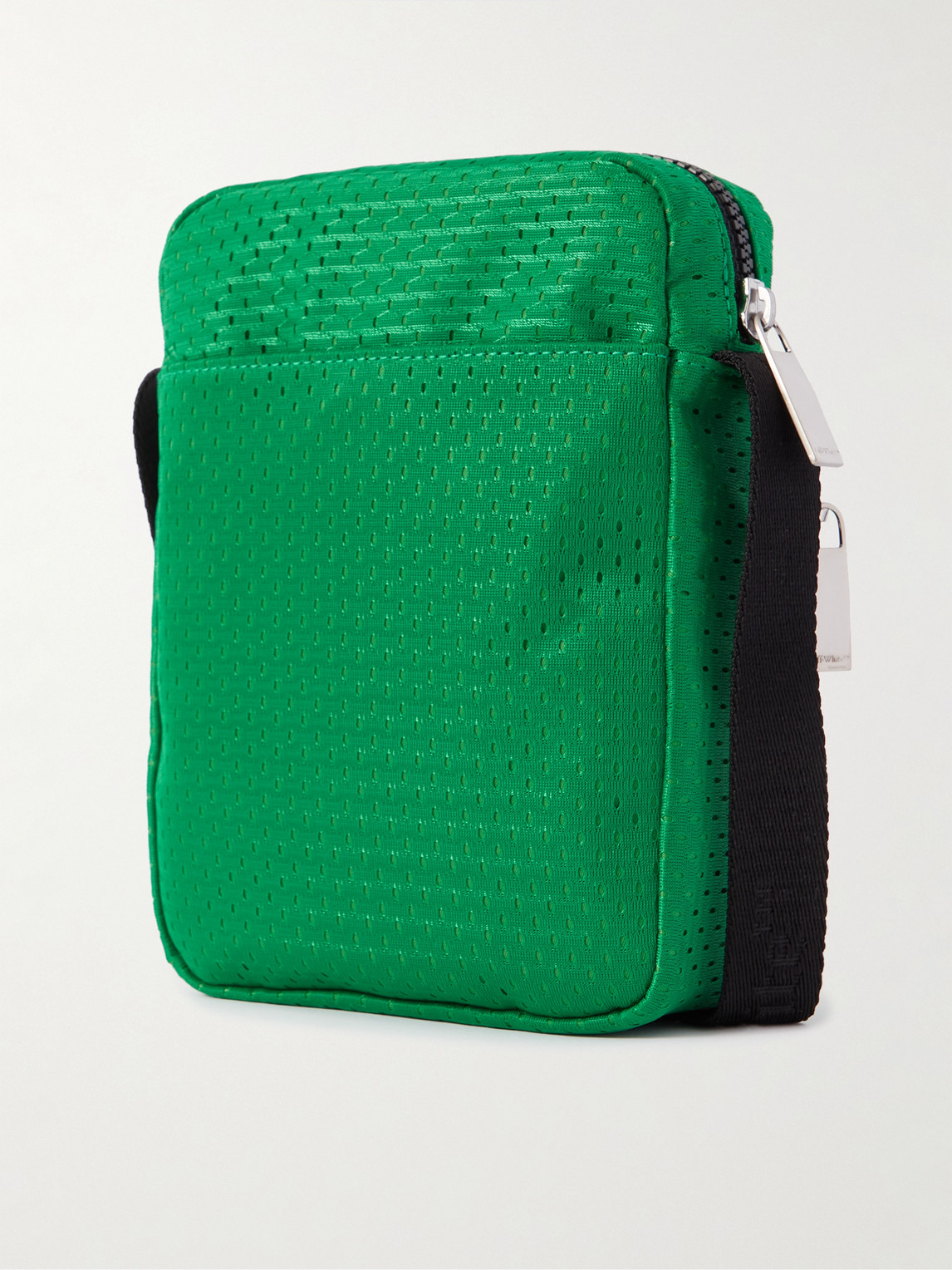 Shop Off-white Logo-print Mesh Messenger Bag In Green