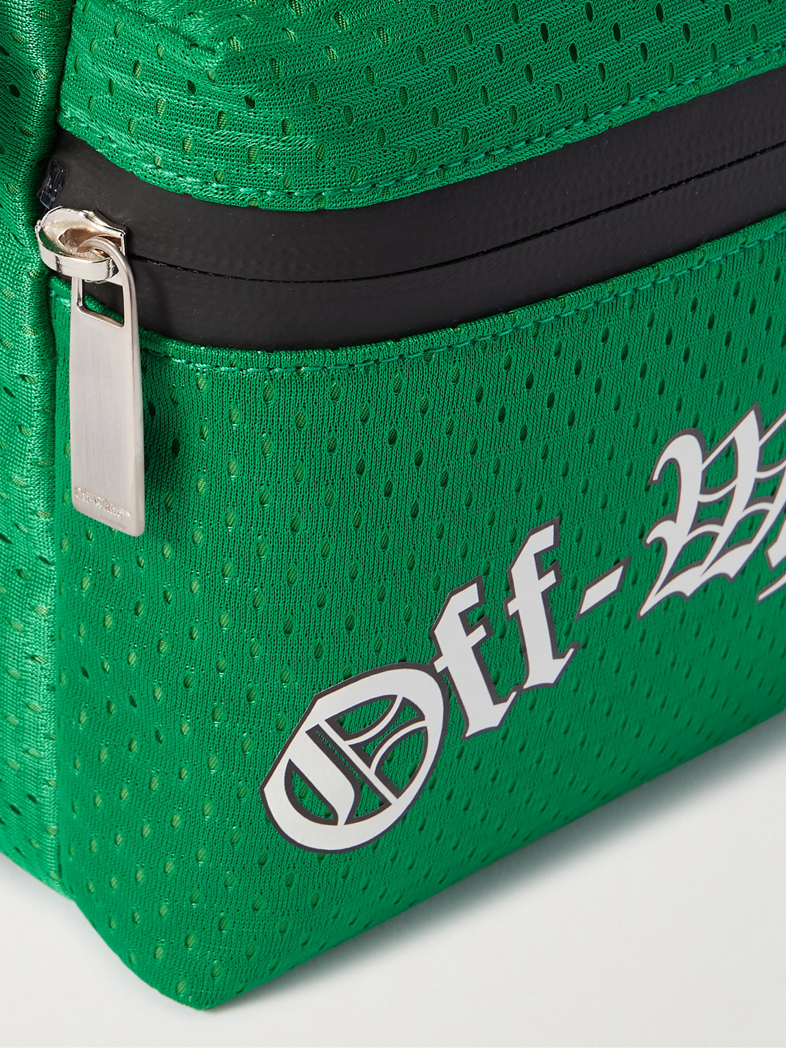 Shop Off-white Logo-print Mesh Messenger Bag In Green