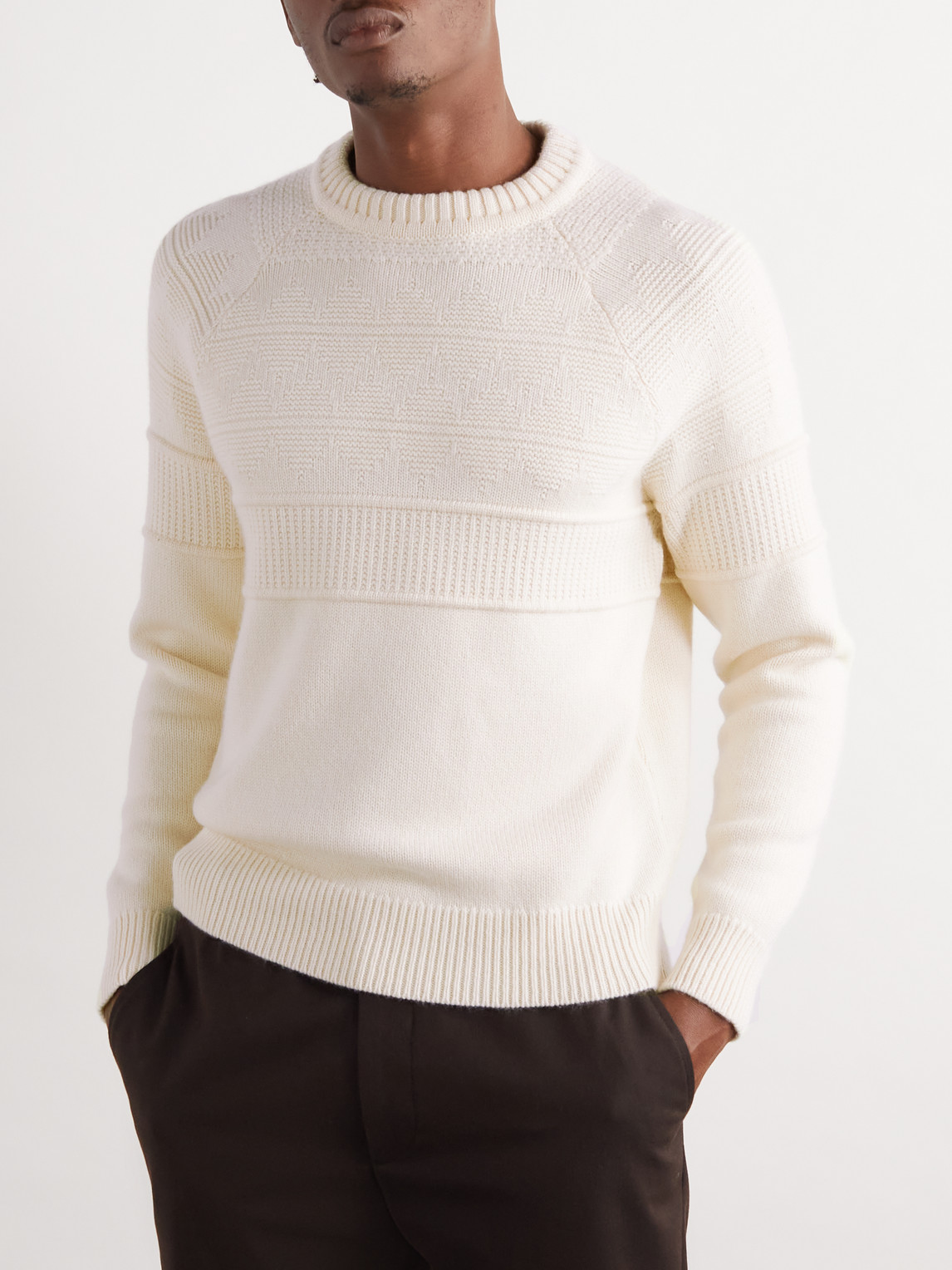 Shop Loro Piana Knitted Cashmere Sweater In Neutrals